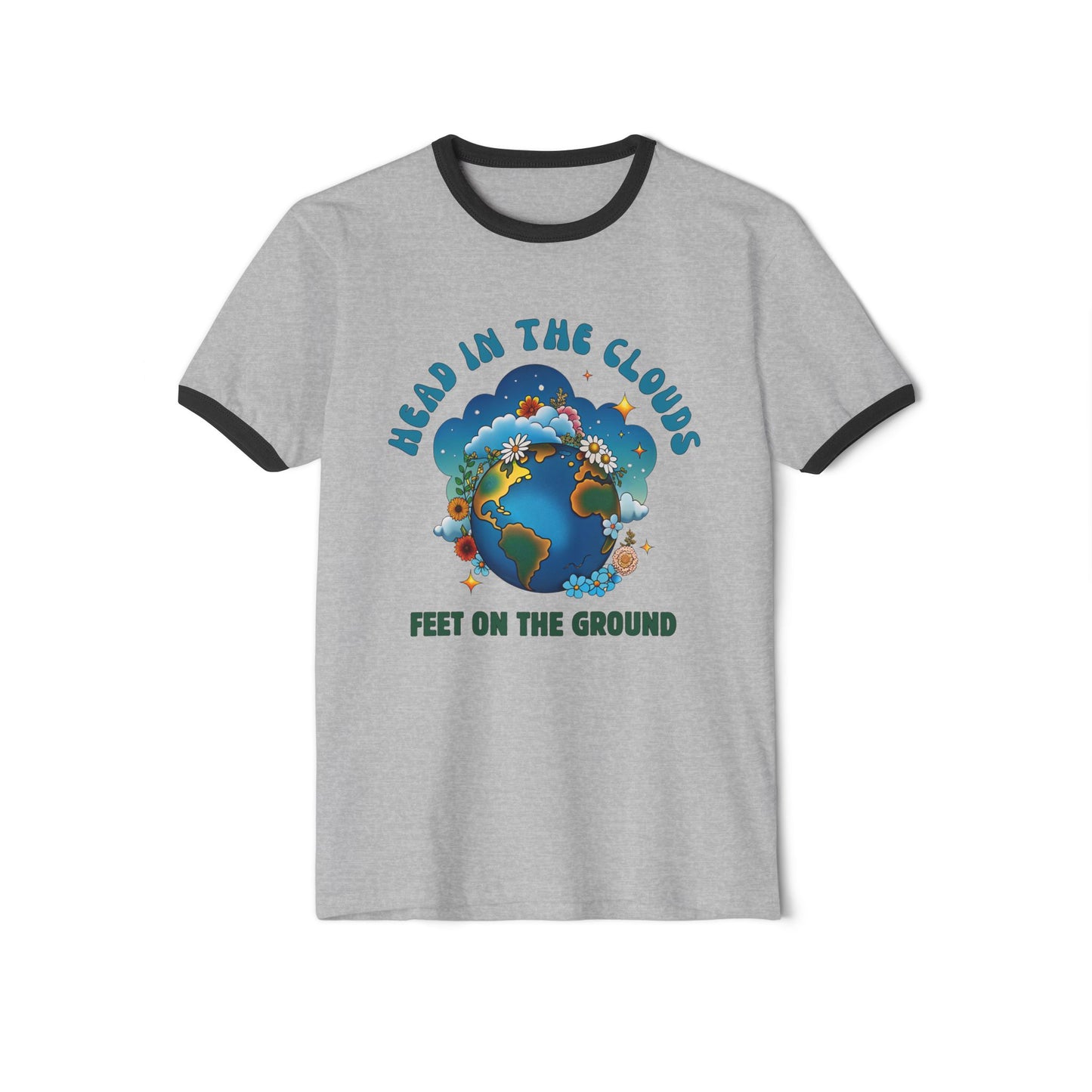 Grounded Dreamer Retro Ringer Tee - 70s Inspired Earth Lover Graphic T-Shirt