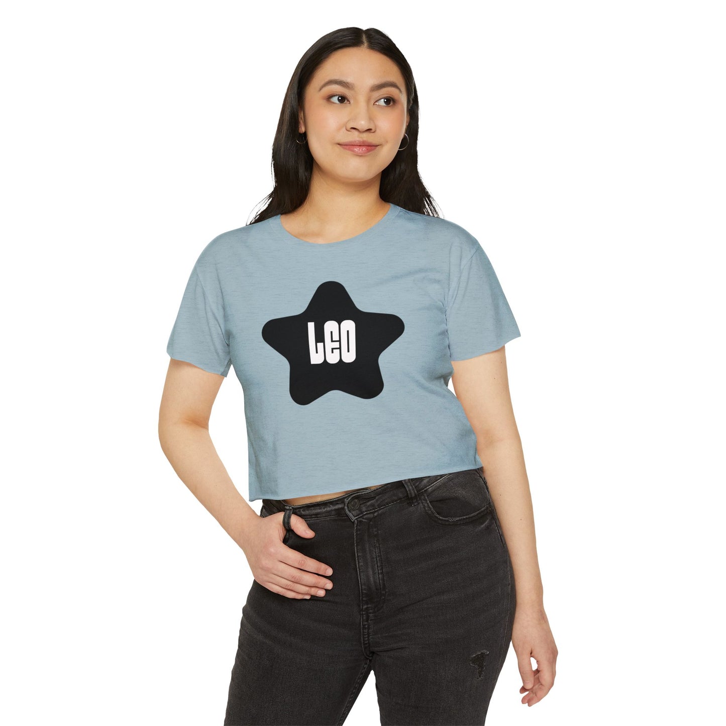 Leo Black Star Crop Top – Retro Zodiac Tee