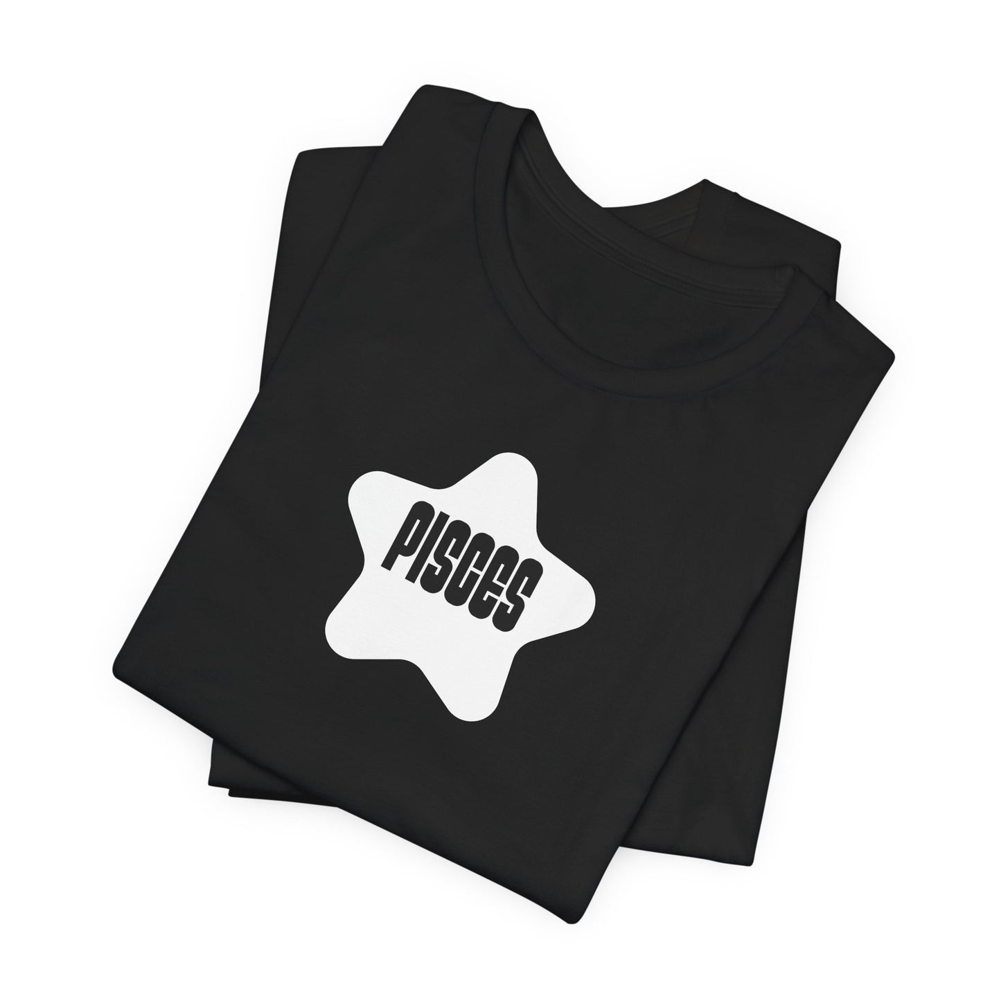 Pisces Dark Mode Star Tee – White Star Pisces Zodiac T-Shirt