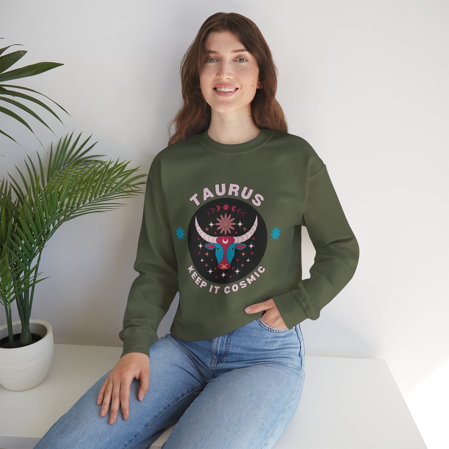 Keep It Cosmic - Retro Star Sign Astro Sweatshirt | Taurus