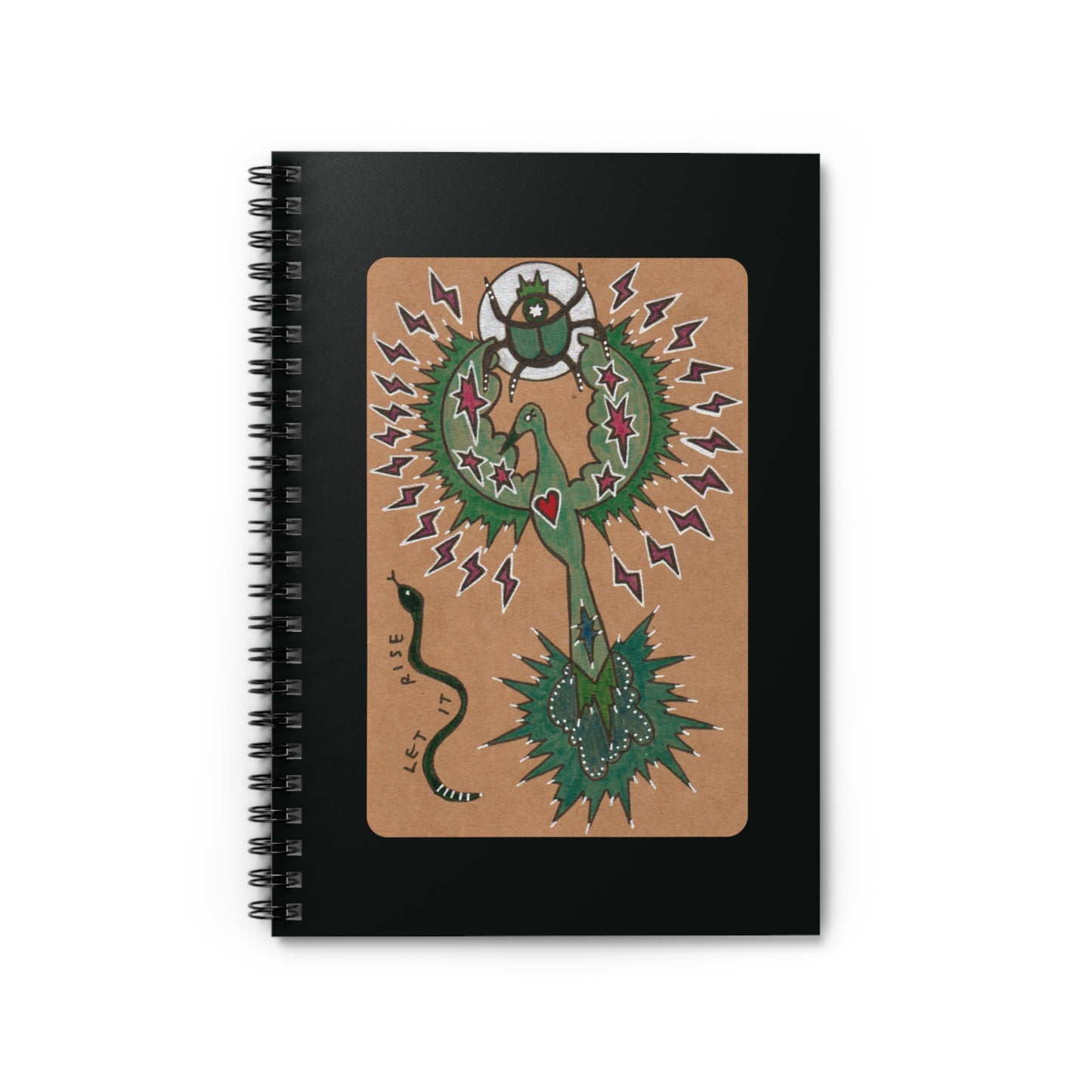 Layered symbolic artwork with a crescent moon, scarab beetle, and radiating heartlines—depicting ancestral memory, cosmic cycles, and mystical depth.