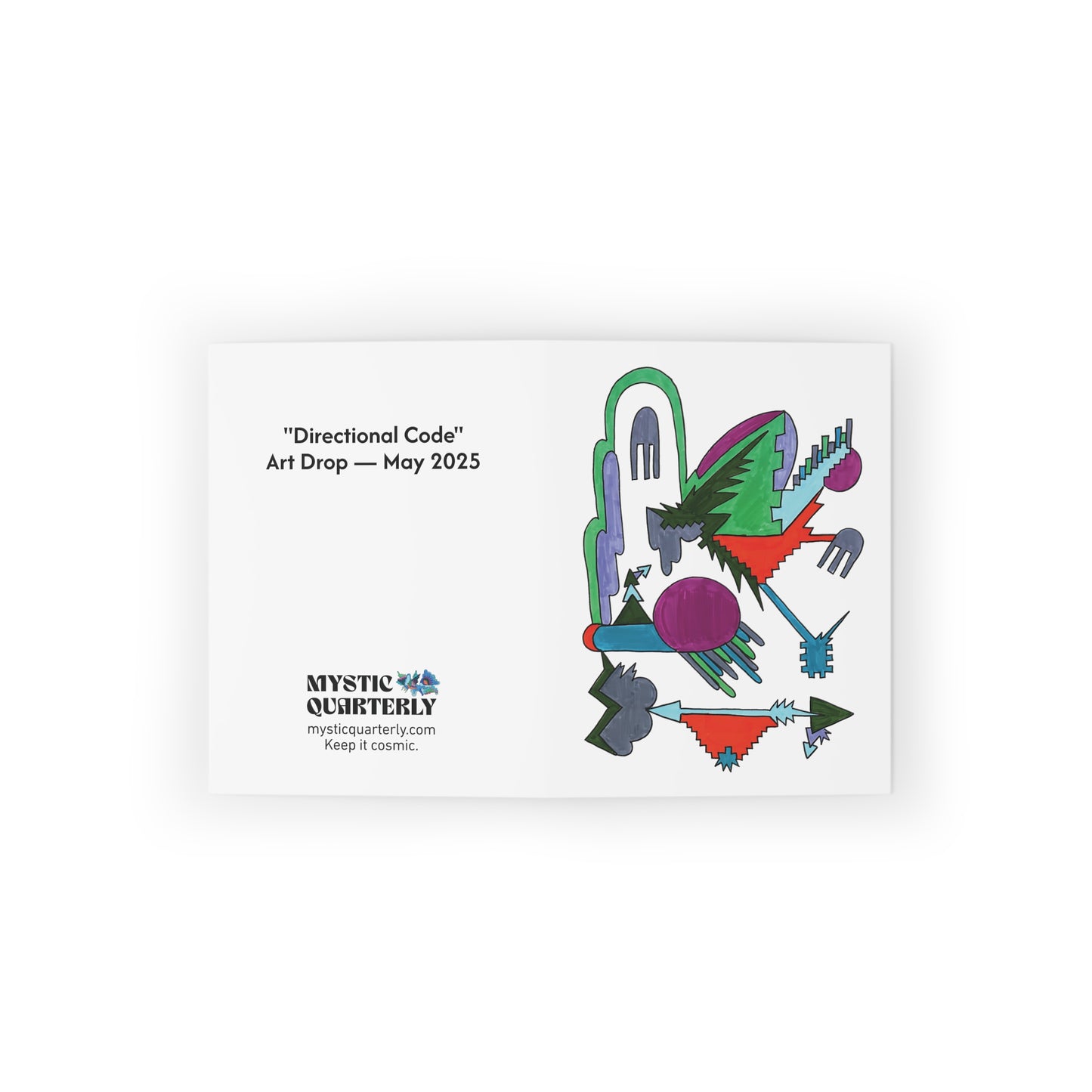 Interior and exterior design of Directional Code card – Mystic Quarterly