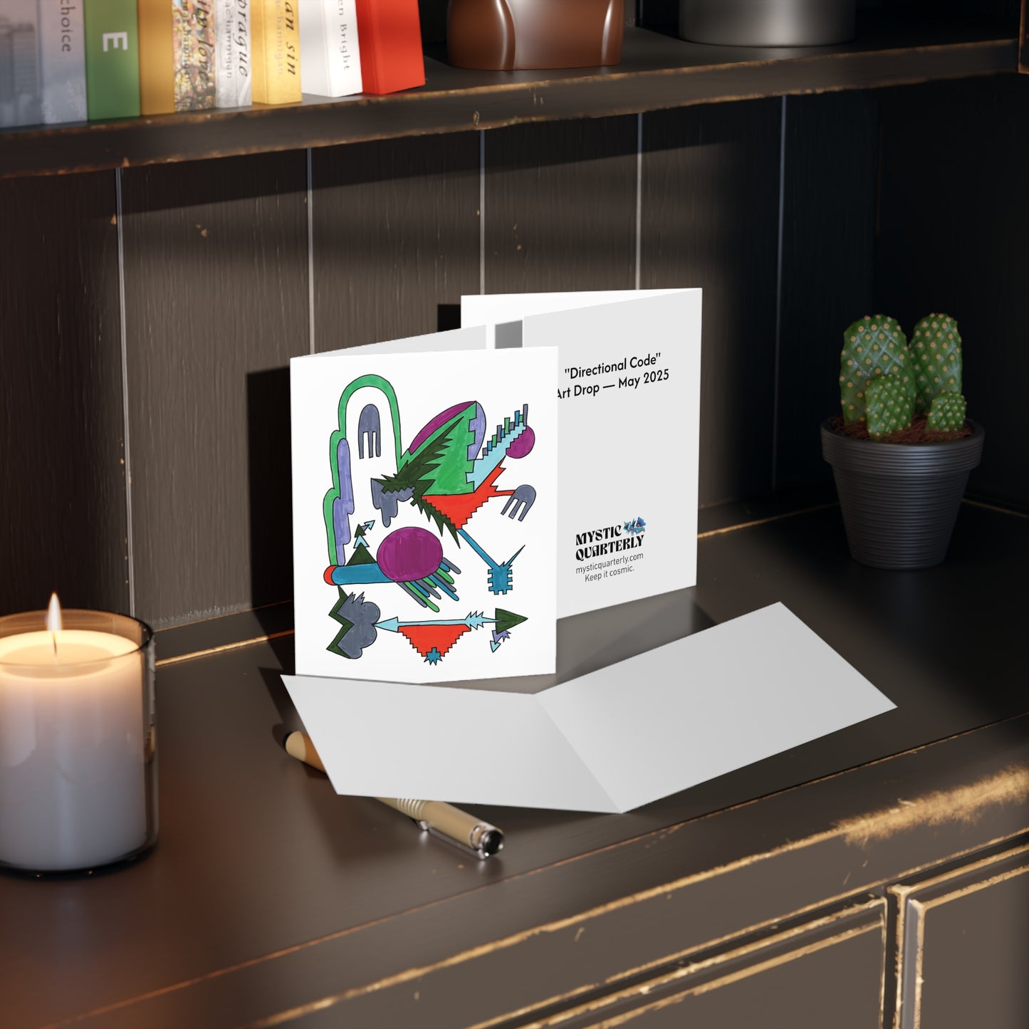 Interior and exterior design of Directional Code card – Mystic Quarterly