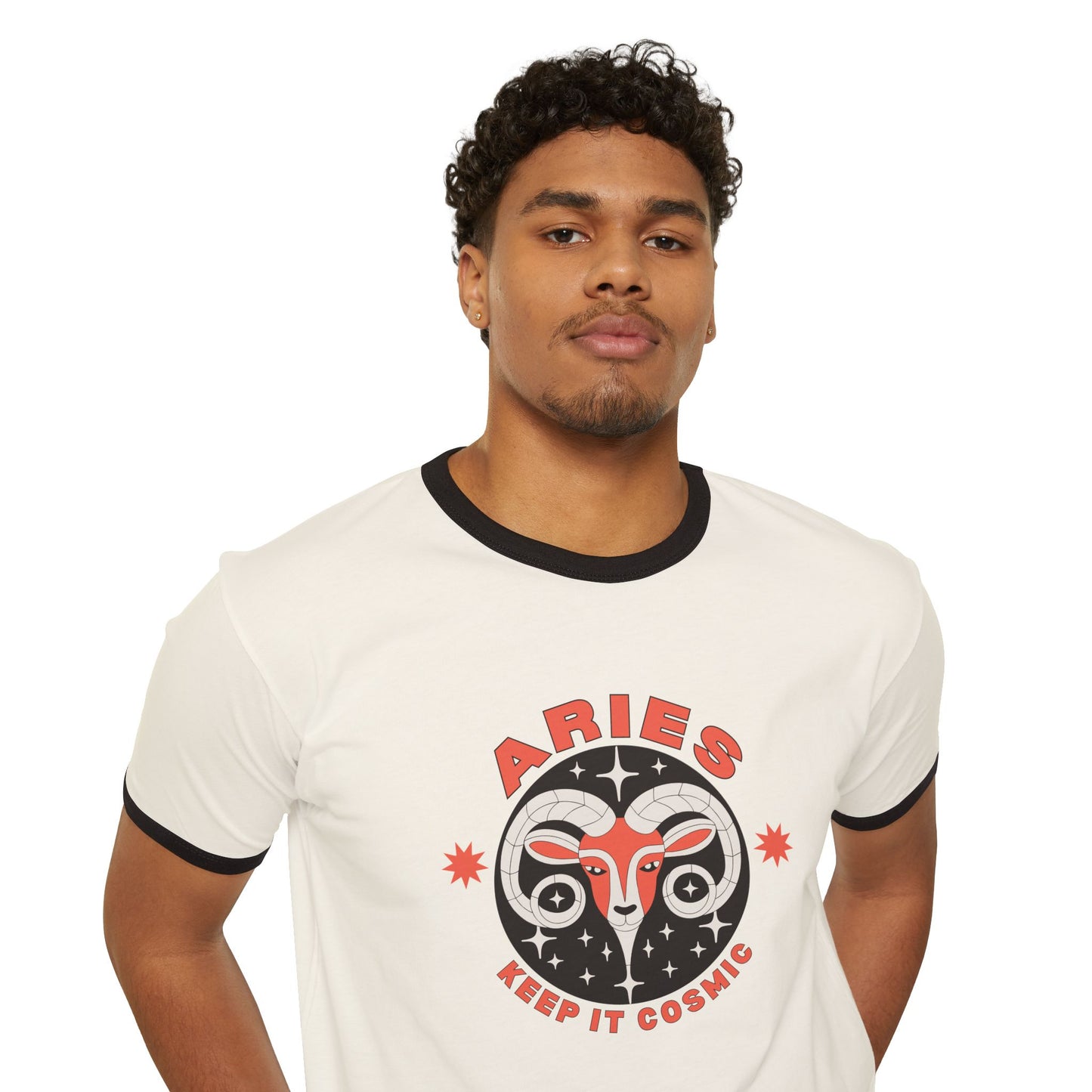 Keep it Cosmic Retro Ringer Tee — Aries Zodiac | Model 3