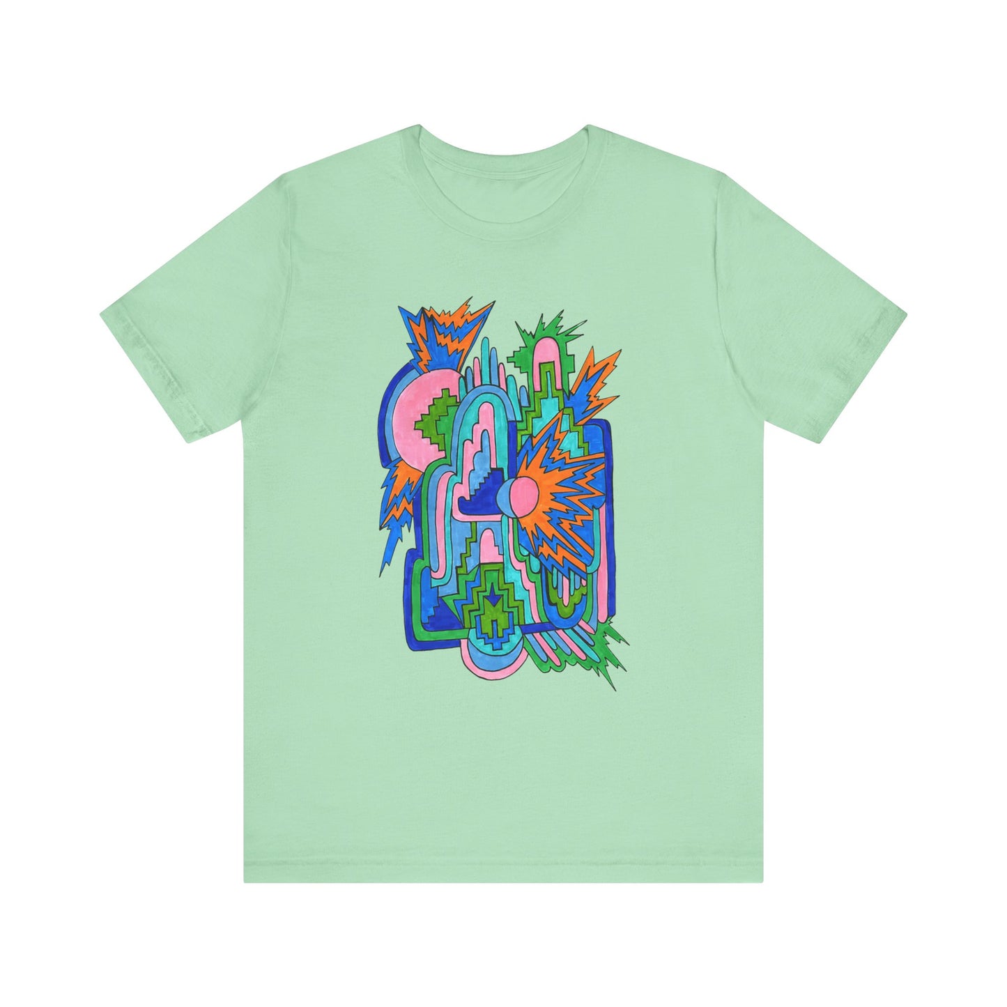 Cosmic Pulse Moon Drop Tee in Mint — Mystic Quarterly unisex t-shirt featuring intuitive lunar art print design
