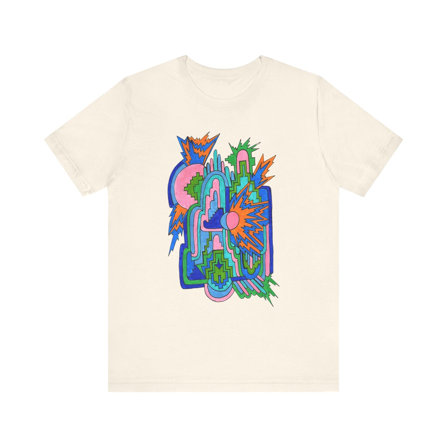Cosmic Pulse Moon Drop Tee in Natural — Mystic Quarterly unisex t-shirt featuring intuitive lunar art print design