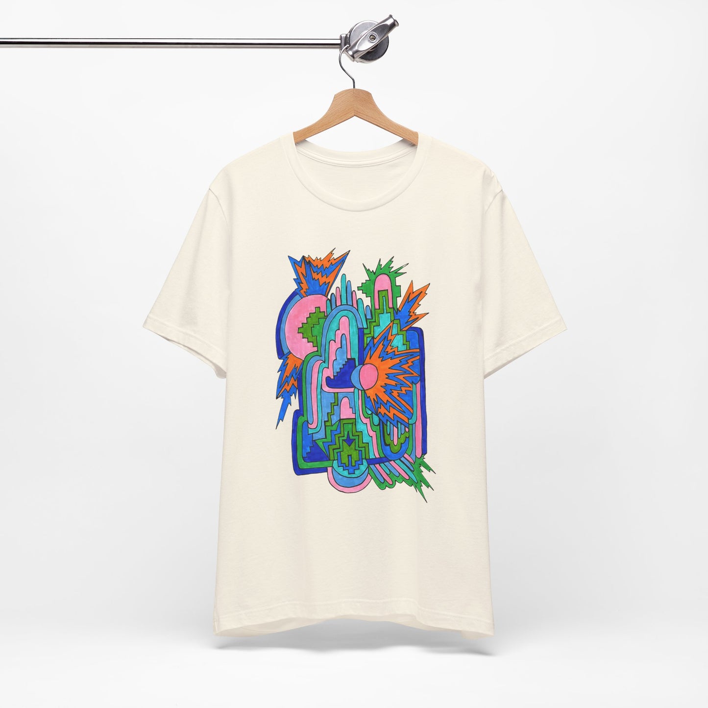 Cosmic Pulse Moon Drop Tee in Natural — Mystic Quarterly unisex t-shirt featuring intuitive lunar art print design