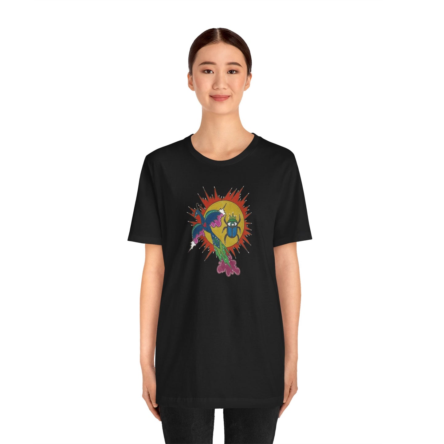 Integrate to Radiate Tee | Symbolic Solar Scarab Comic Art Shirt (Unisex)