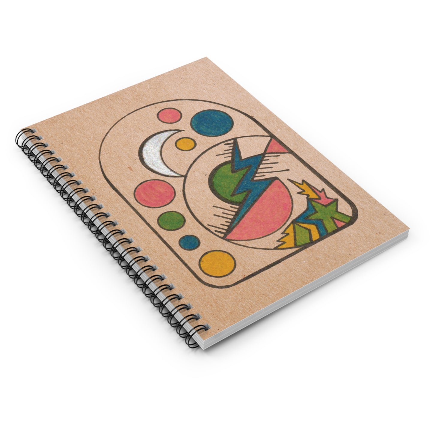 The Threshold Journal | Crescent Moon Orbs Spiral Notebook (6" x 8")