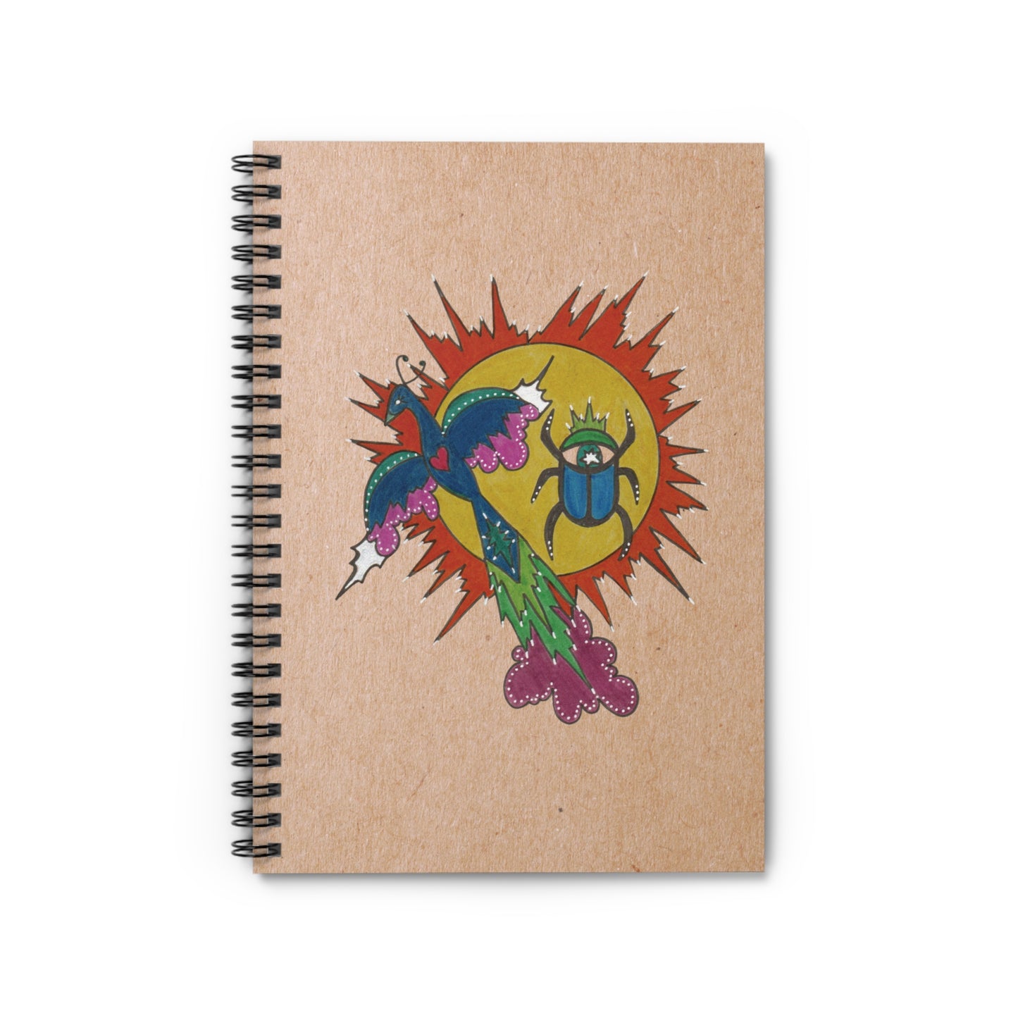 Integrate to Radiate Journal – Symbolic Solar Scarab and Peacock Spiral Notebook (6" x 8")