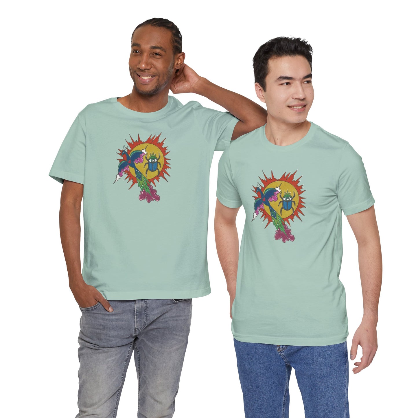 Integrate to Radiate Tee | Symbolic Solar Scarab Comic Art Shirt (Unisex)