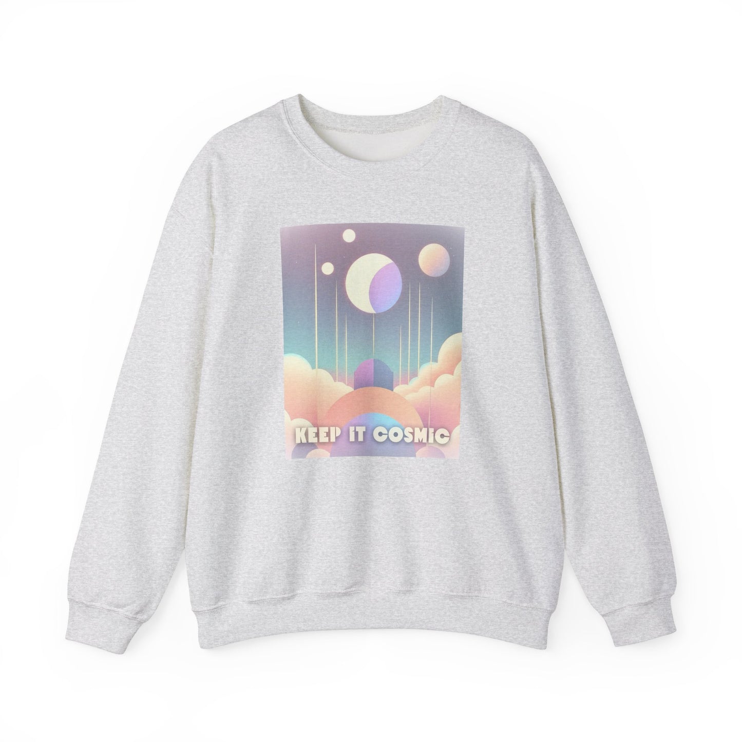 Keep It Cosmic Pastel Sweatshirt – Retro Celestial Aesthetic Crewneck