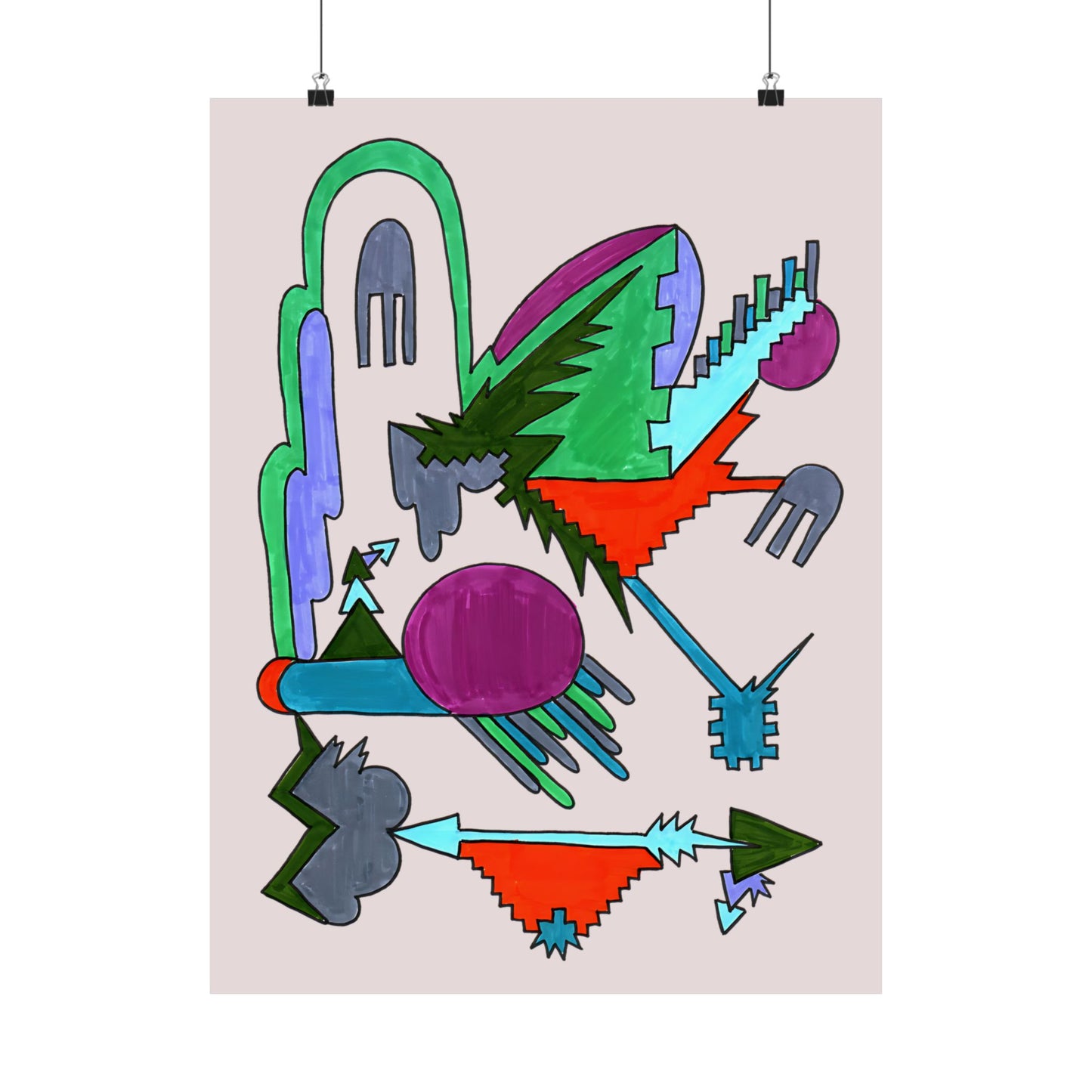 Directional Code | Hand-Drawn Abstract Glyph Art Print