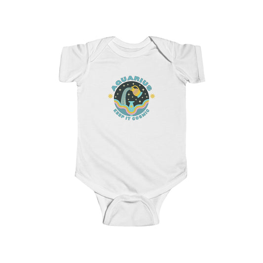 Aquarius Baby Onesie | Keep it Cosmic Zodiac Cotton Bodysuit for Babies 0-24M
