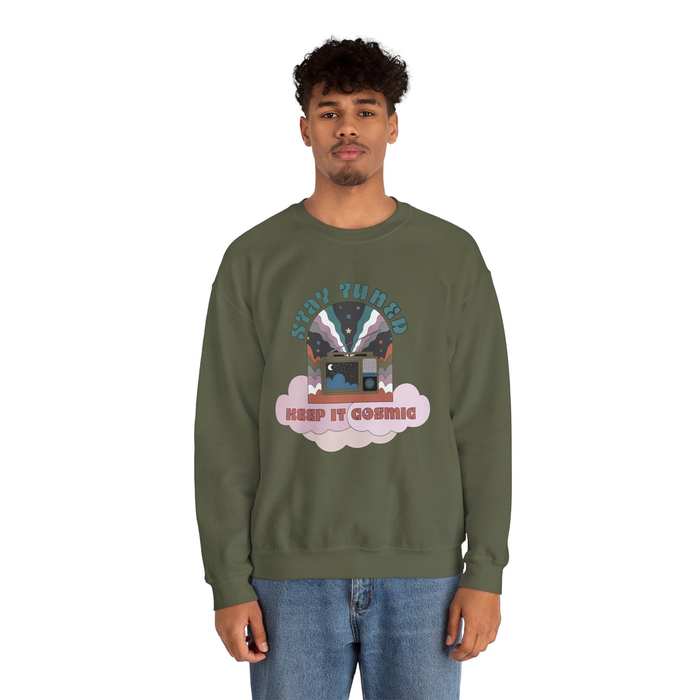 Stay Tuned Cosmic Retro Sweatshirt - Earthglow Celestial Crewneck