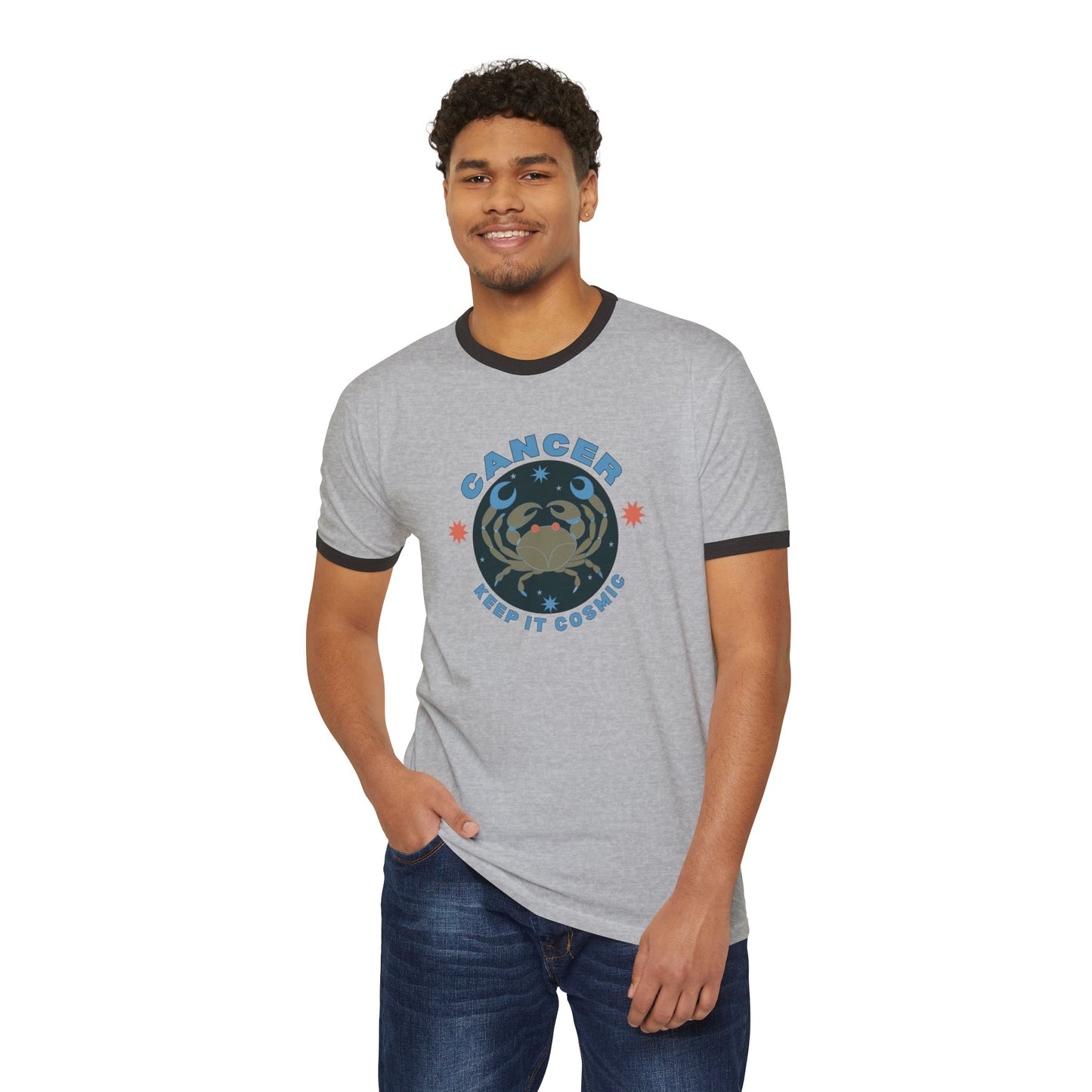 Keep it Cosmic Astrology Retro Ringer Tee — Cancer Zodiac T-Shirt