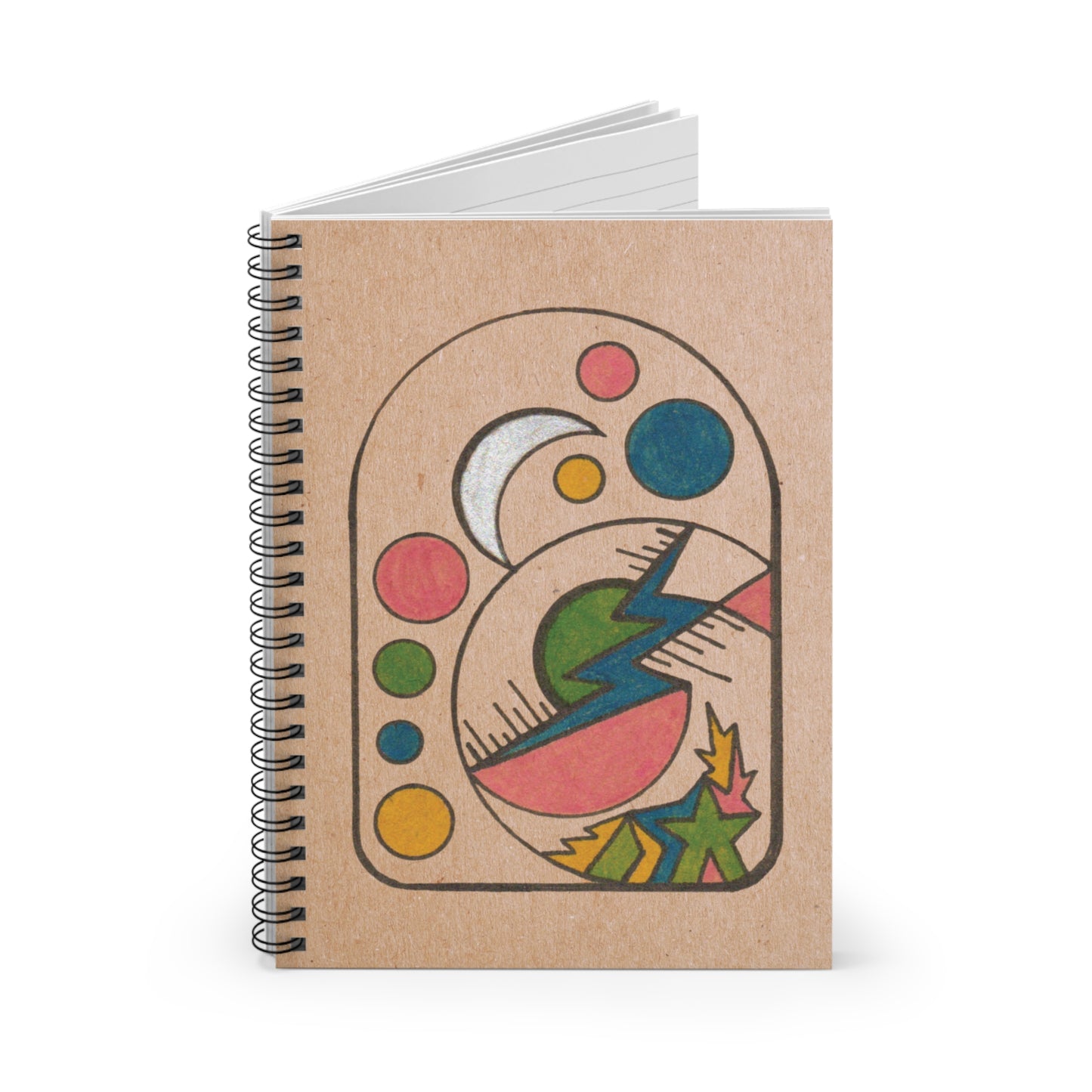 The Threshold Journal | Crescent Moon Orbs Spiral Notebook (6" x 8")