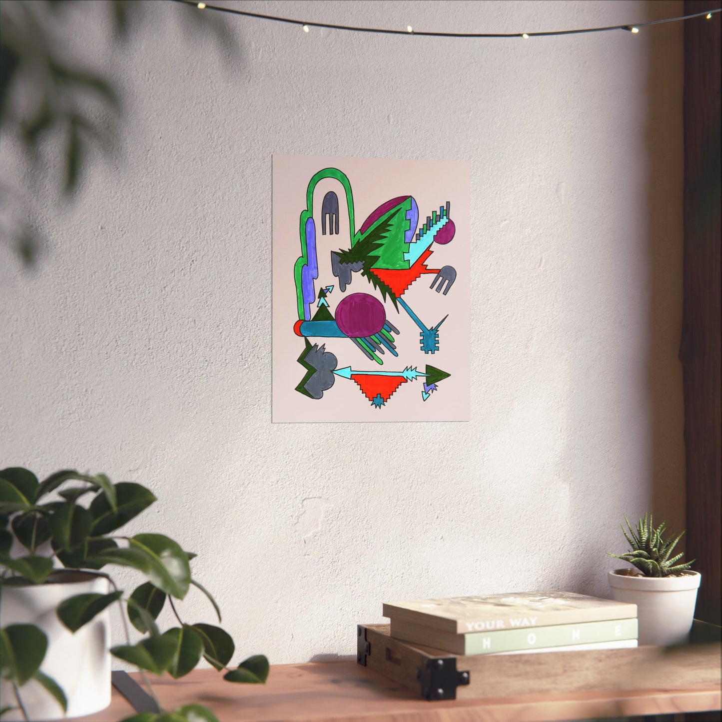 Directional Code | Hand-Drawn Abstract Glyph Art Print