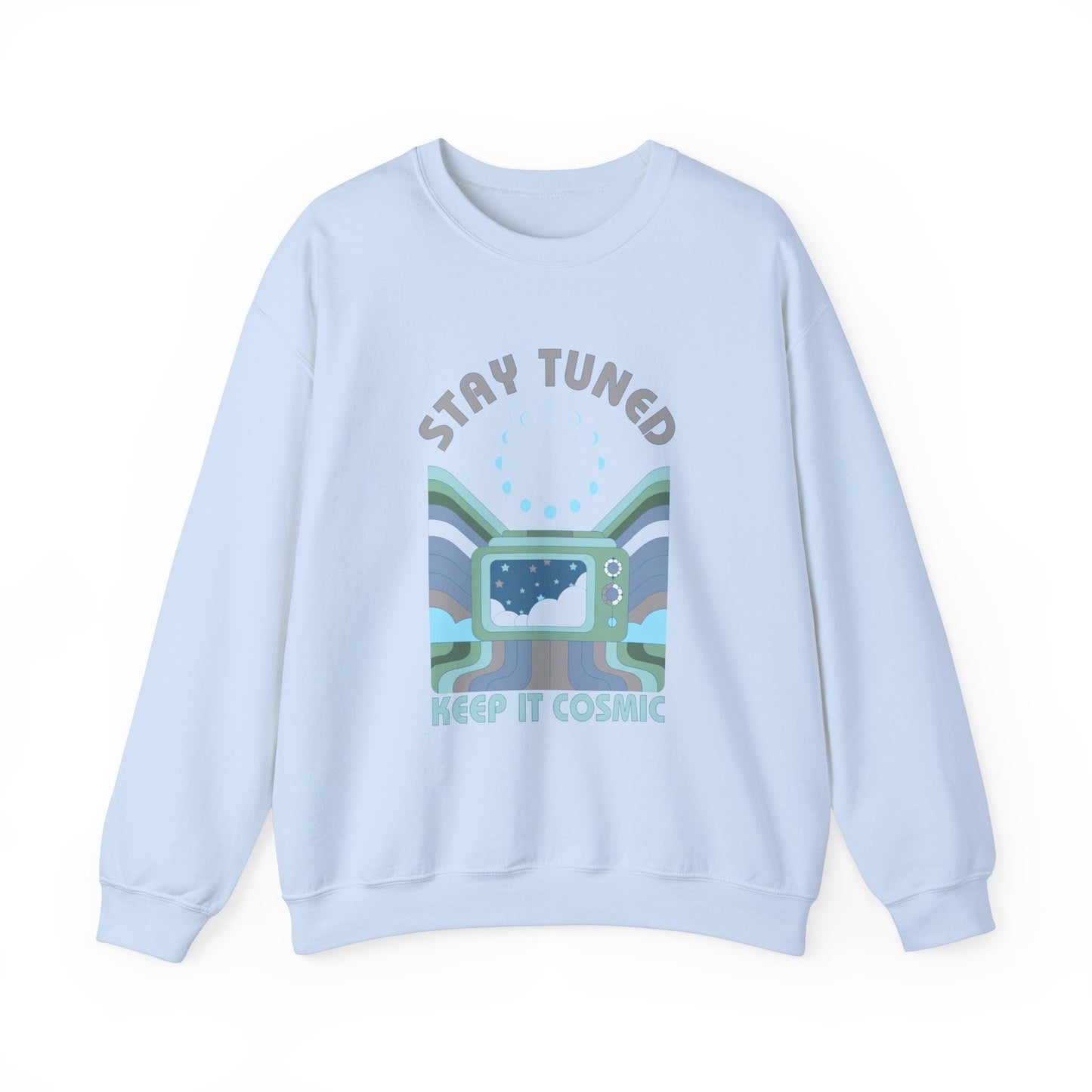 Stay Tuned Moon Phase Retro Sweatshirt - Earthglow Celestial Crewneck