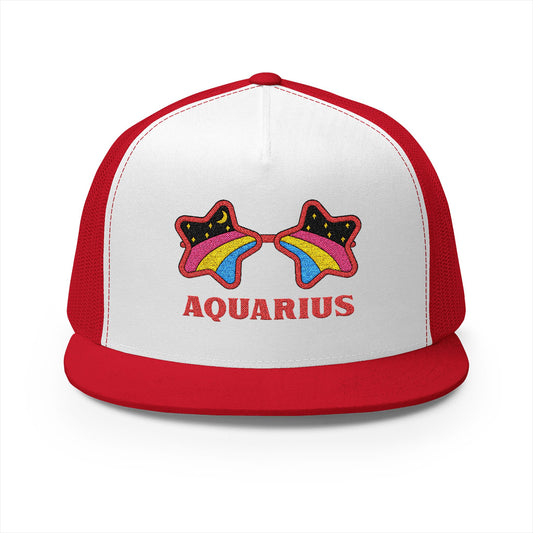 Retro Zodiac Sign Trucker Hat — Aquarius