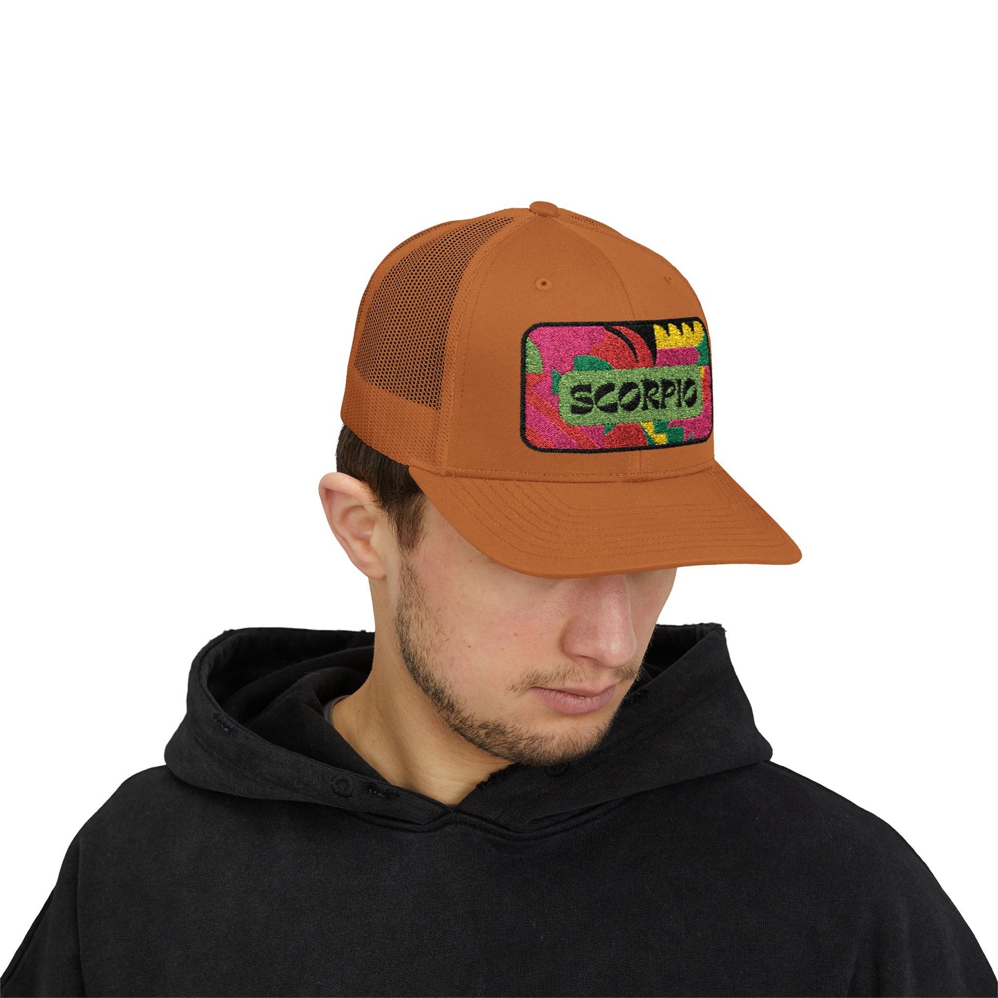 Scorpio Trucker Hat - Retro Astrology Snapback Cap - Embroidered Horoscope Hat