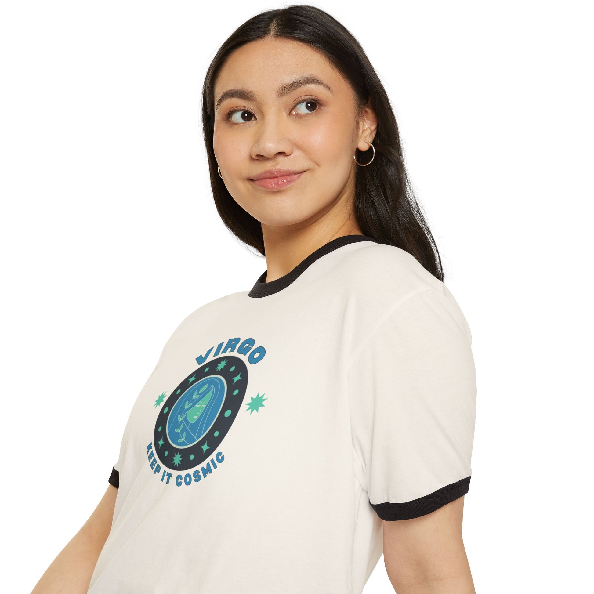 Keep it Cosmic Retro Ringer Tee — Virgo Zodiac | Model 3