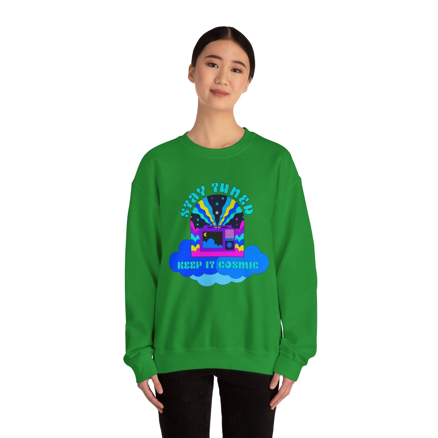 Stay Tuned Cosmic Retro Sweatshirt - Dayglow Celestial Crewneck