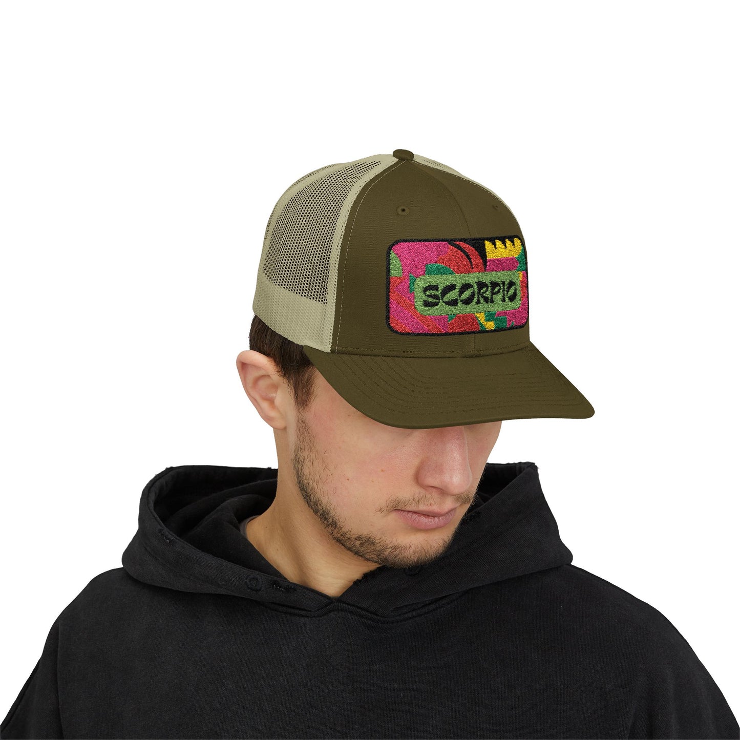 Scorpio Trucker Hat - Retro Astrology Snapback Cap - Embroidered Horoscope Hat