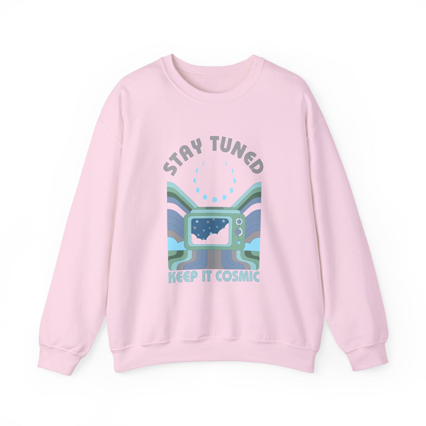 Stay Tuned Moon Phase Retro Sweatshirt - Earthglow Celestial Crewneck