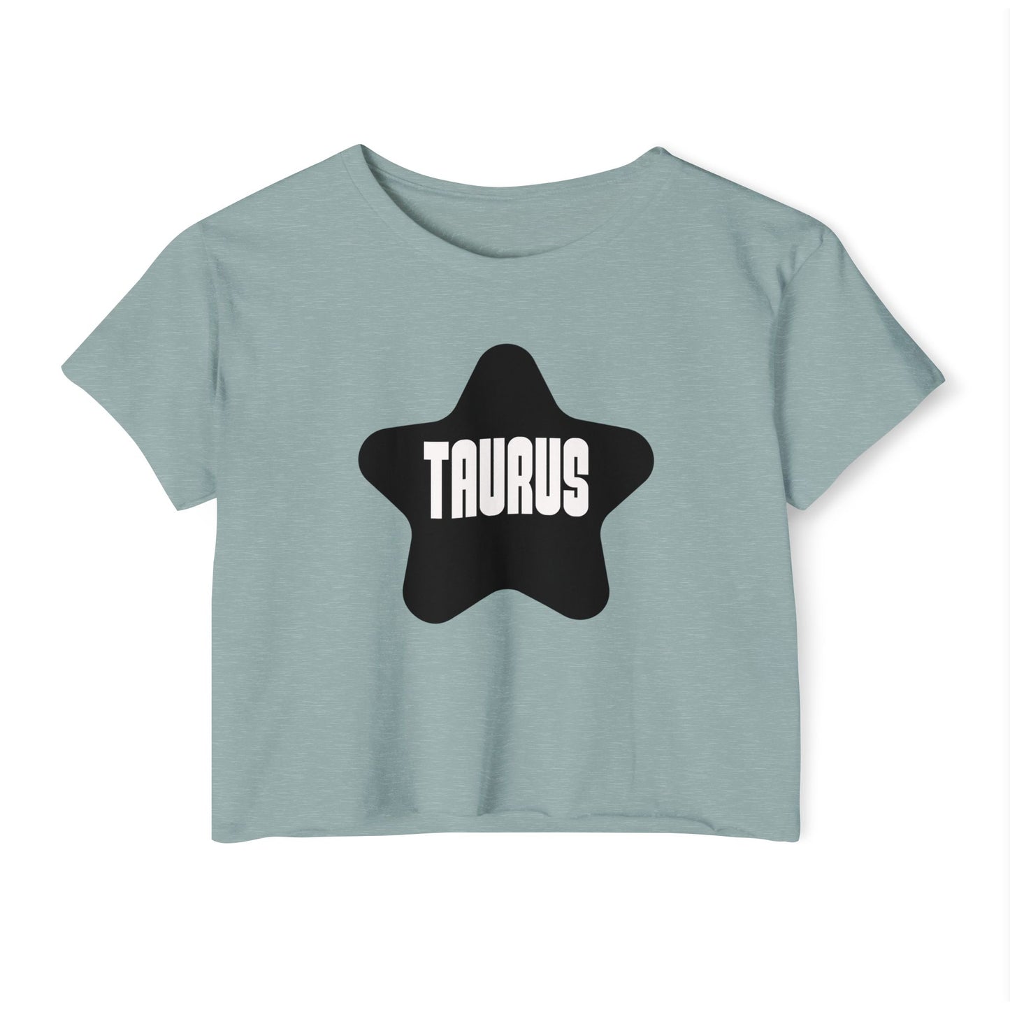 Taurus Black Star Crop Top – Retro Zodiac Tee