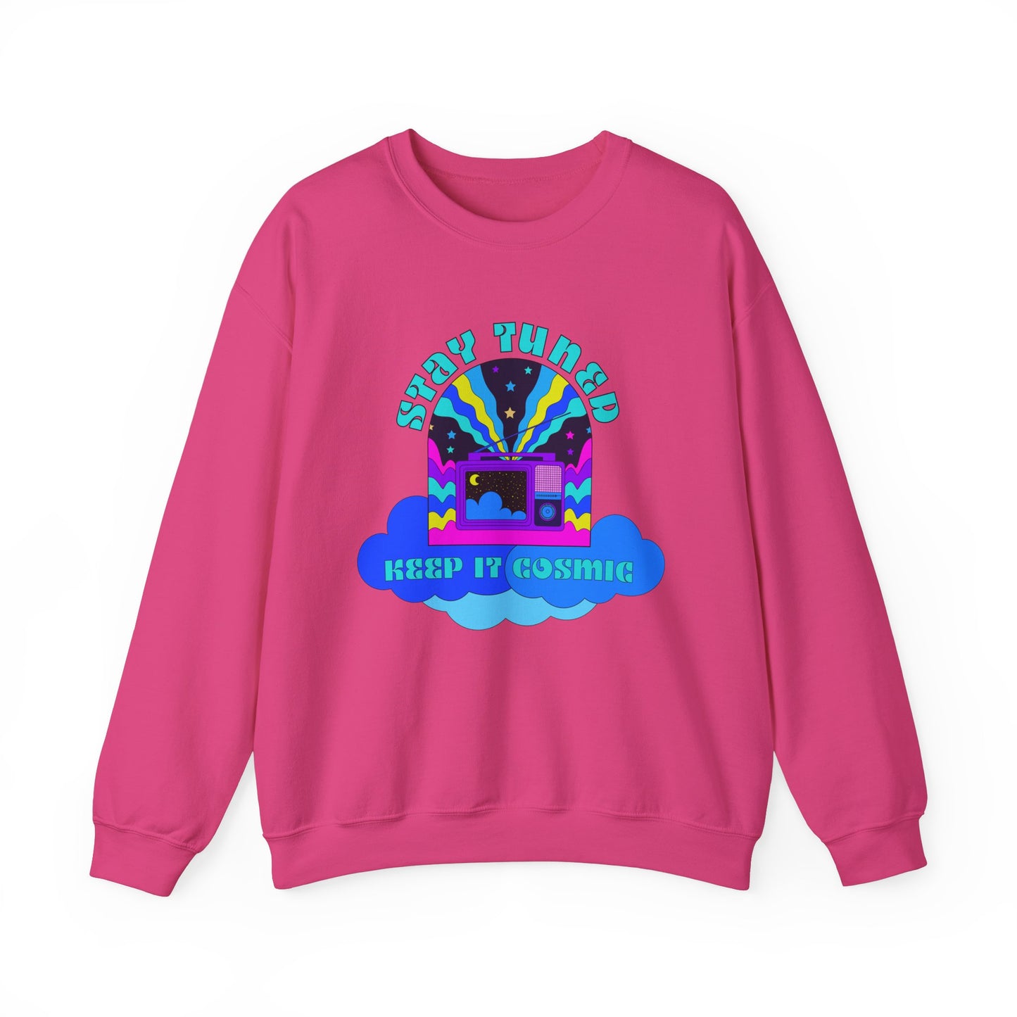 Stay Tuned Cosmic Retro Sweatshirt - Dayglow Celestial Crewneck