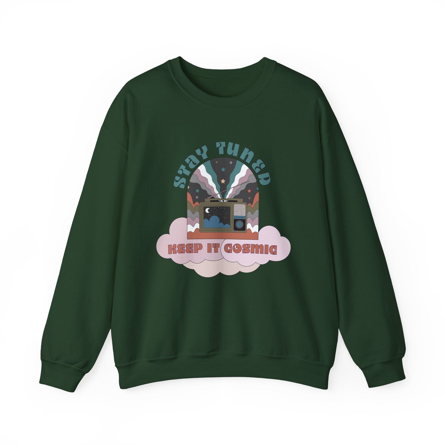 Stay Tuned Cosmic Retro Sweatshirt - Earthglow Celestial Crewneck