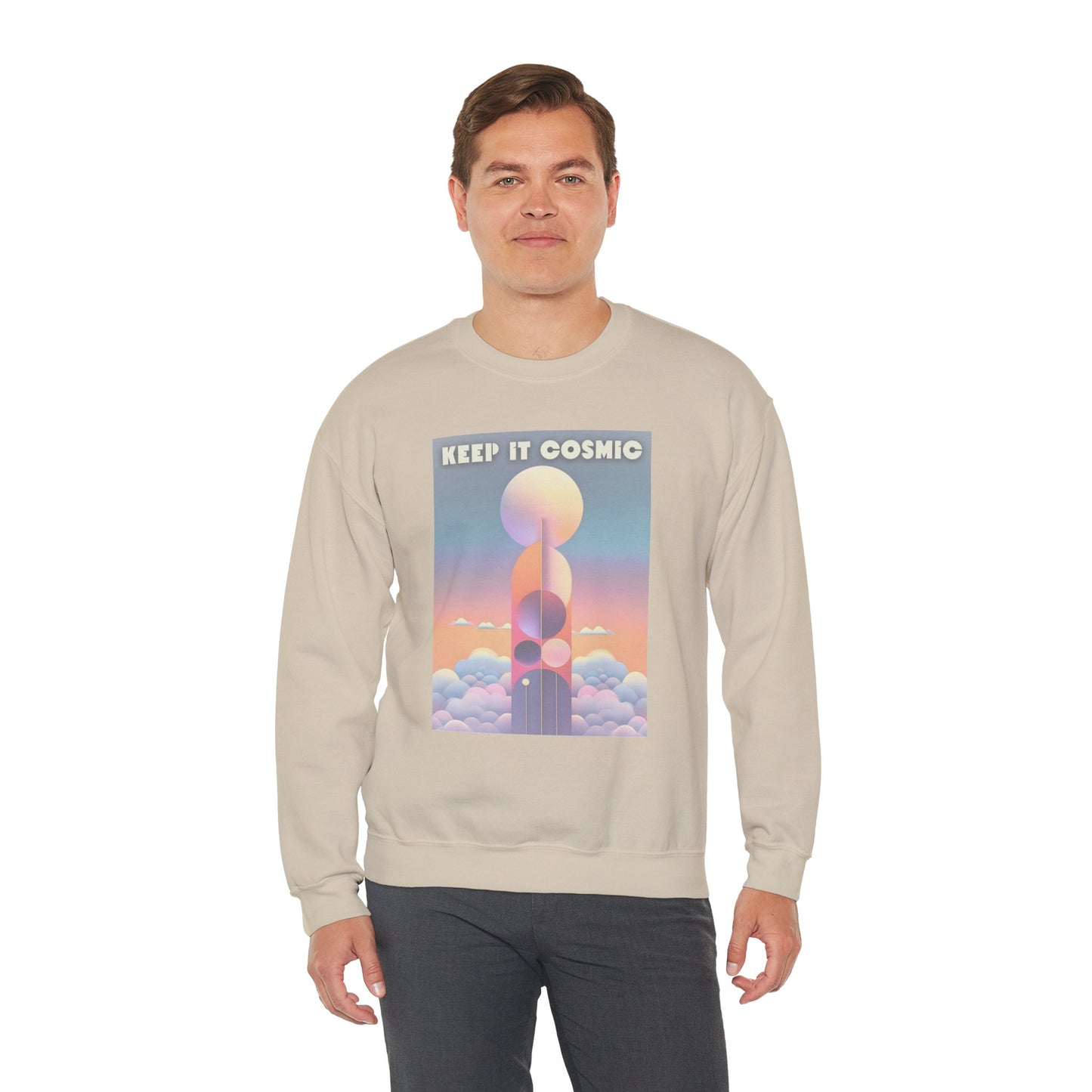 Keep It Cosmic Pastel Sweatshirt – Retro Celestial Aesthetic Crewneck