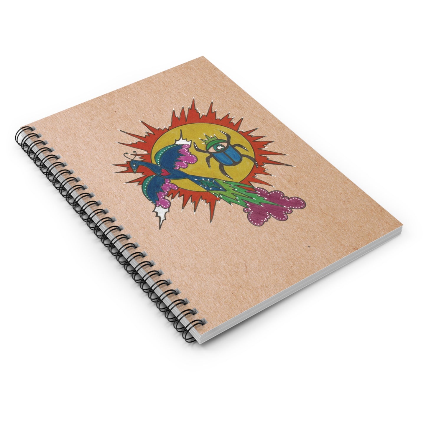 Integrate to Radiate Journal – Symbolic Solar Scarab and Peacock Spiral Notebook (6" x 8")