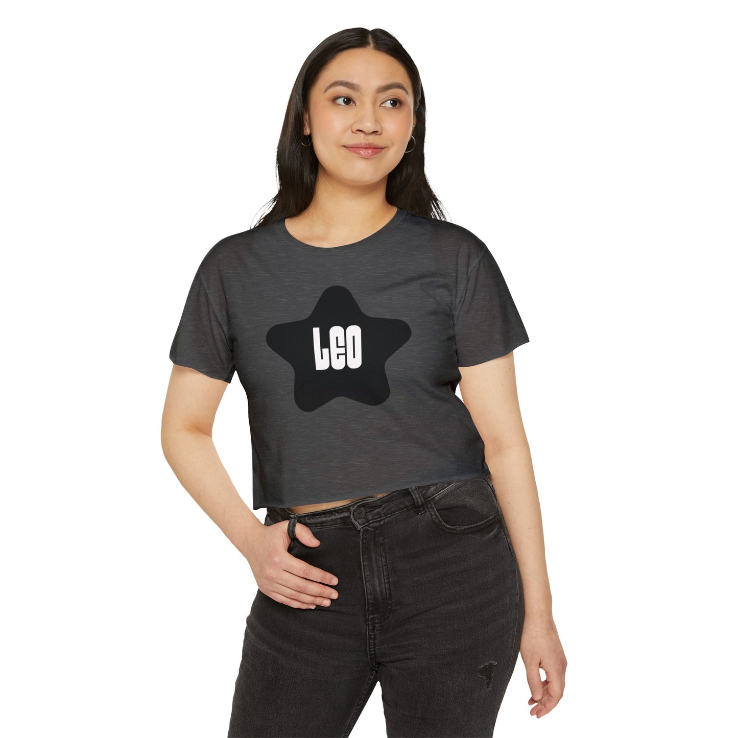 Leo Black Star Crop Top – Retro Zodiac Tee
