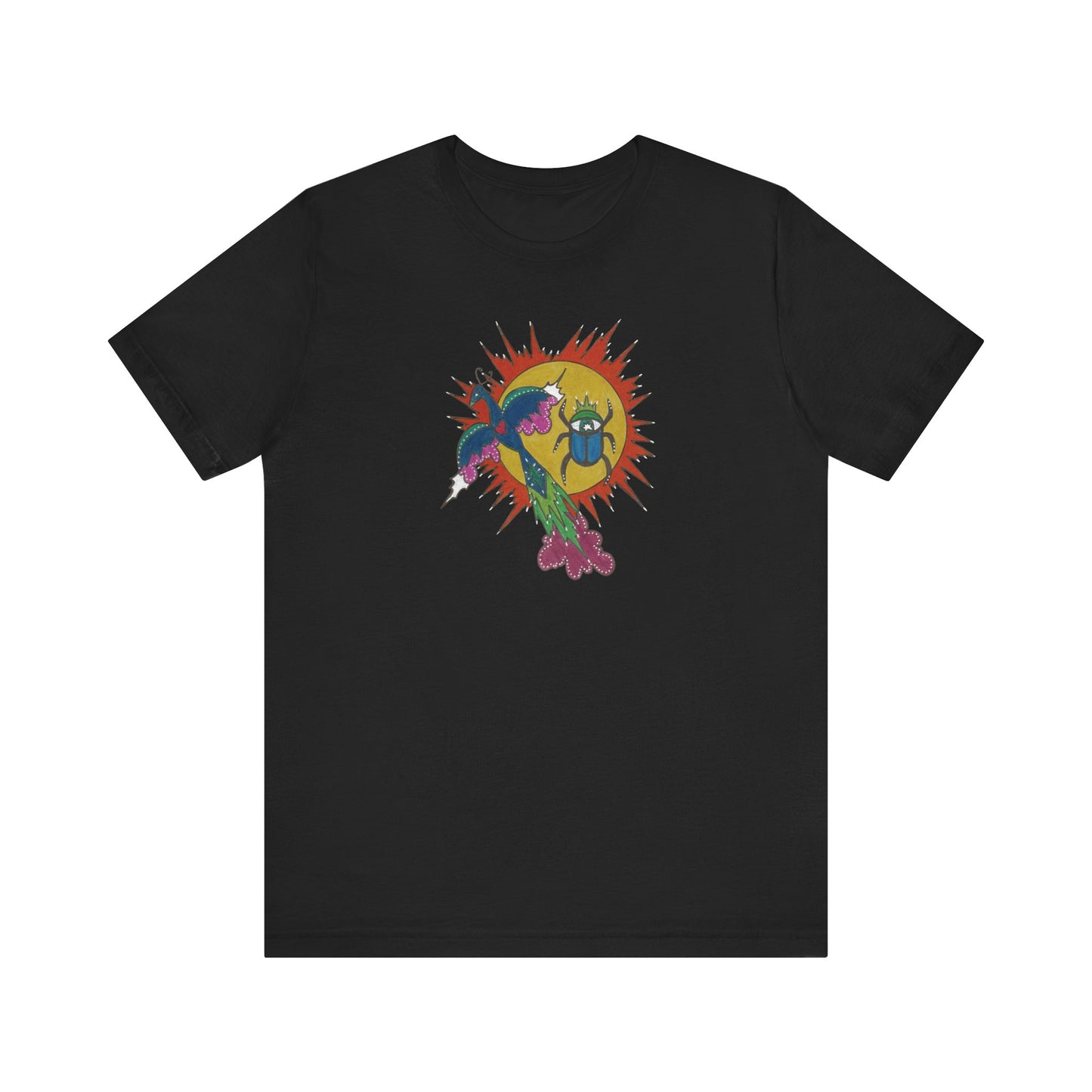 Integrate to Radiate Tee | Symbolic Solar Scarab Comic Art Shirt (Unisex)