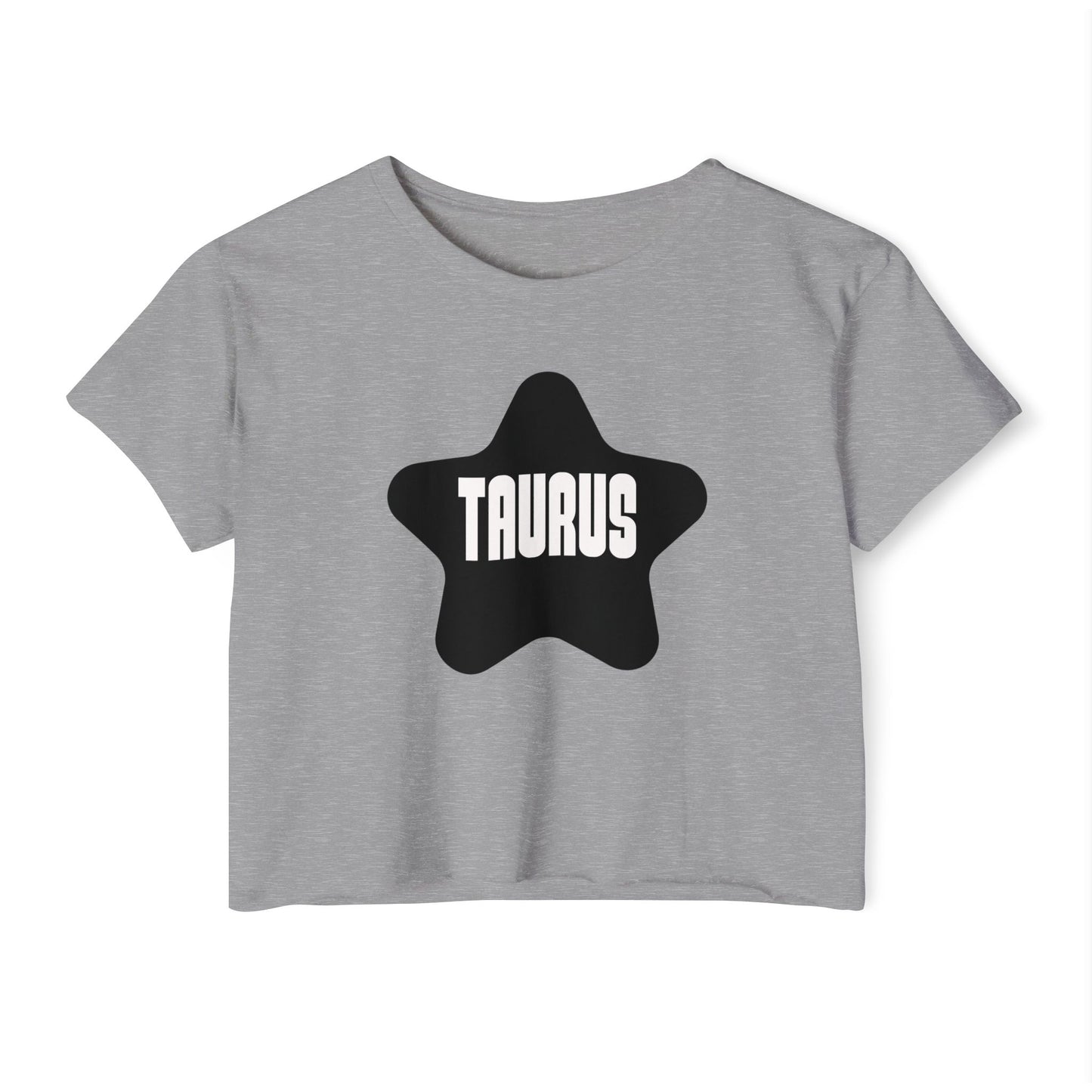 Taurus Black Star Crop Top – Retro Zodiac Tee