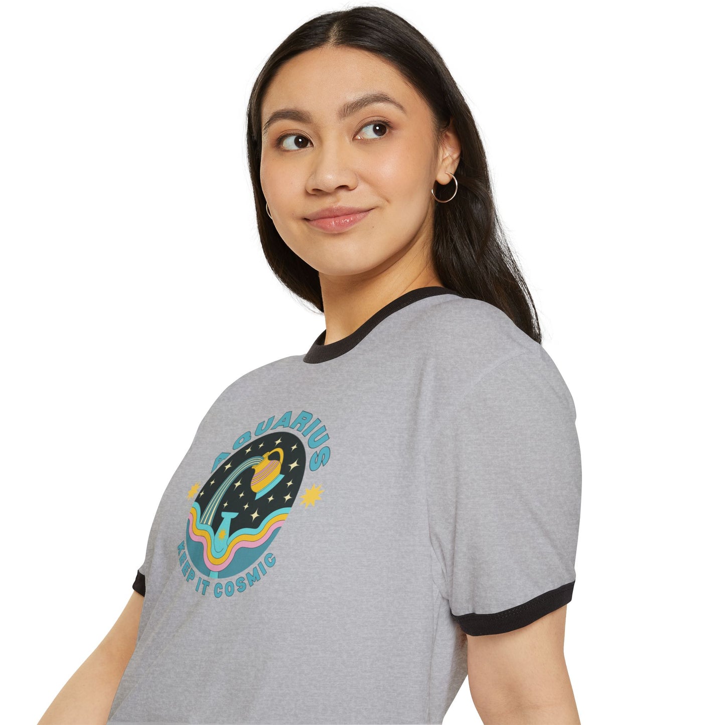 Keep it Cosmic Astrology Retro Ringer Tee — Aquarius Zodiac T-Shirt