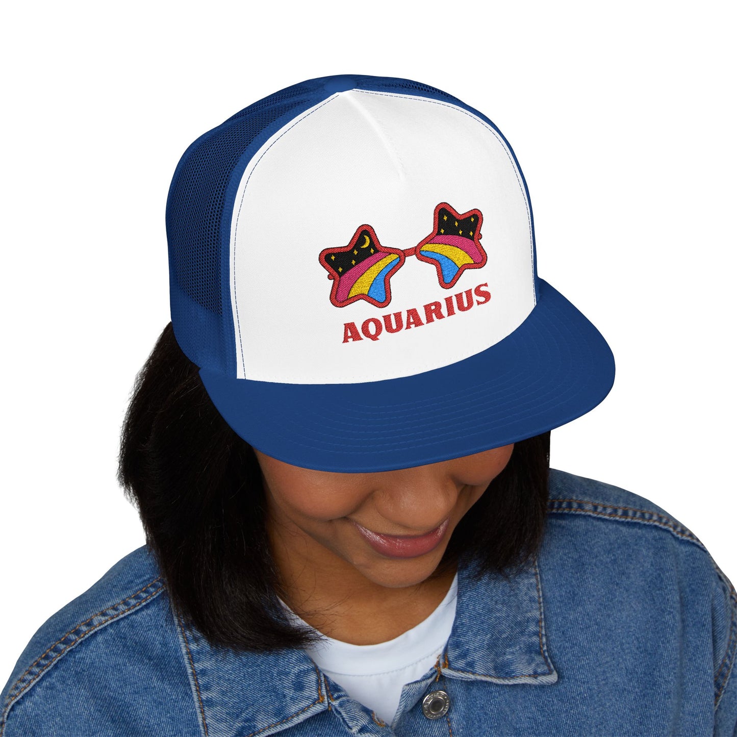 Retro Zodiac Sign Trucker Hat — Aquarius