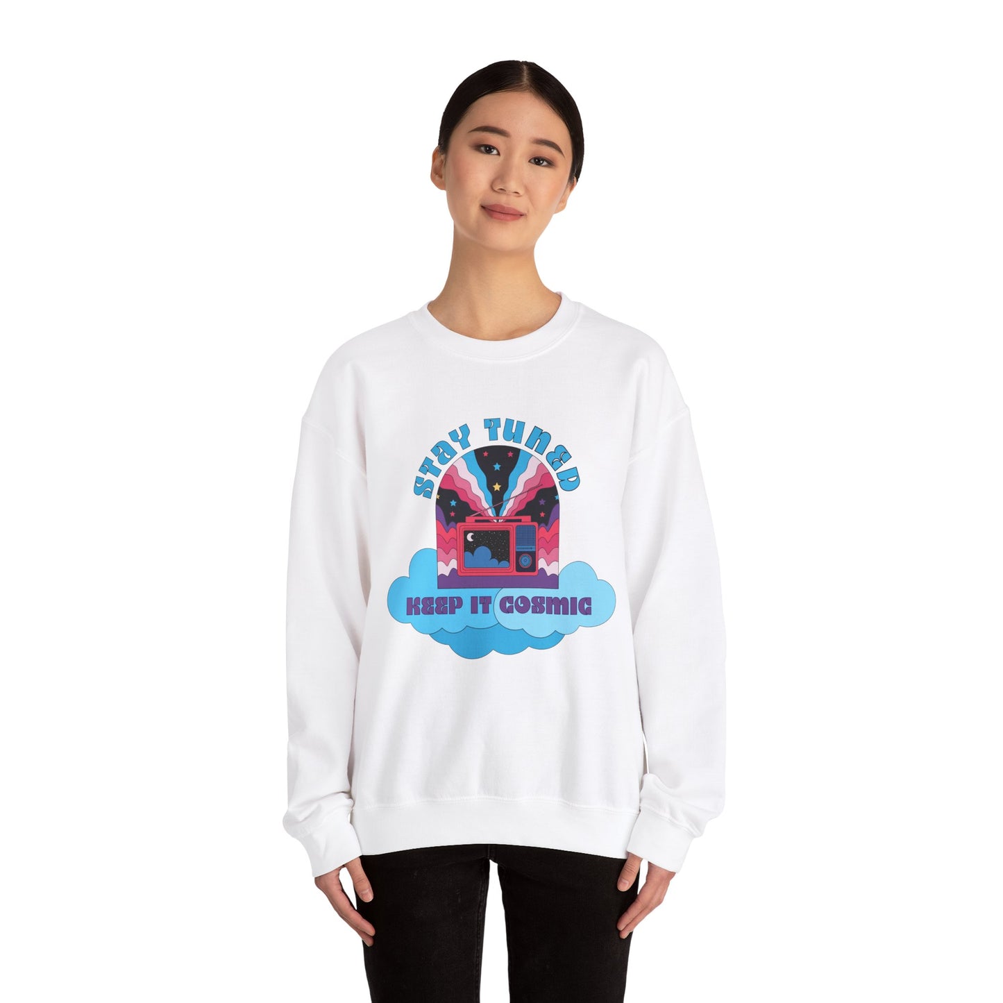 Stay Tuned Cosmic Retro Sweatshirt - Dreamglow Celestial Crewneck