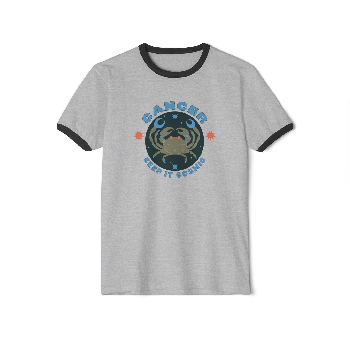Keep it Cosmic Astrology Retro Ringer Tee — Cancer Zodiac T-Shirt
