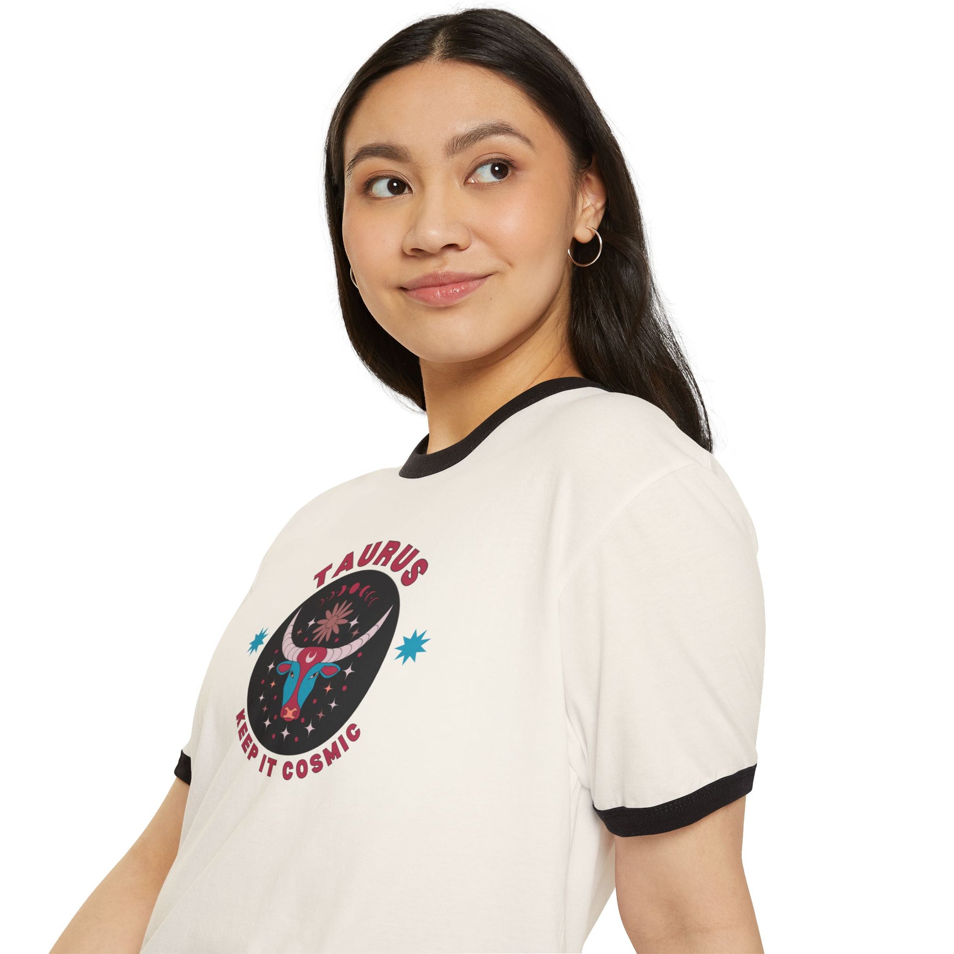 Keep it Cosmic Retro Ringer Tee — Taurus Zodiac | Model 4