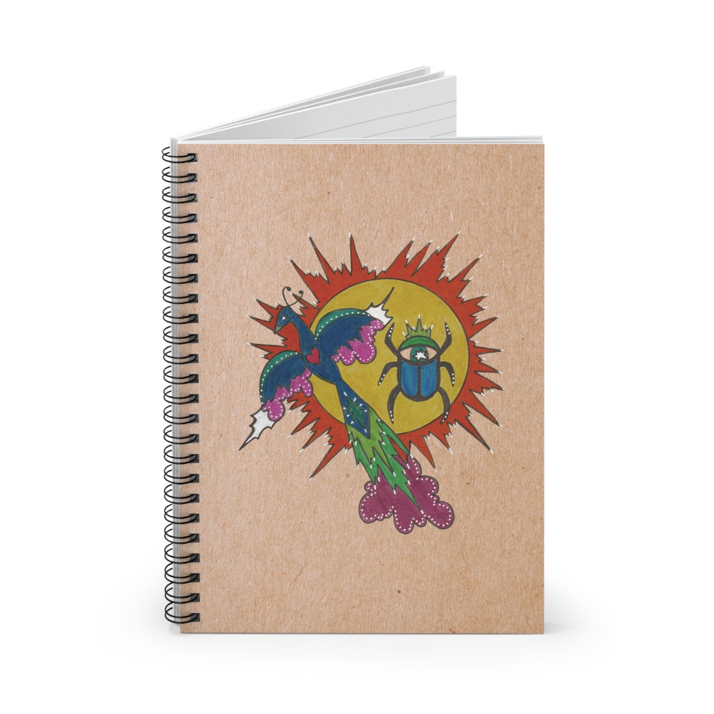 Integrate to Radiate Journal – Symbolic Solar Scarab and Peacock Spiral Notebook (6" x 8")