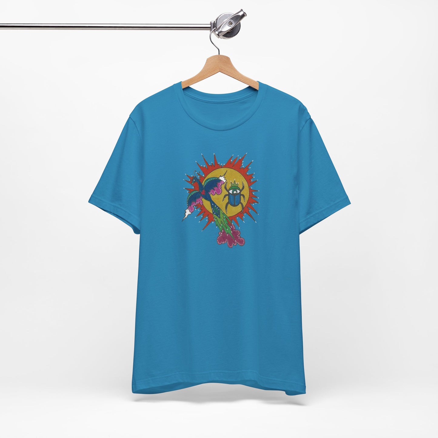 Integrate to Radiate Tee | Symbolic Solar Scarab Comic Art Shirt (Unisex)