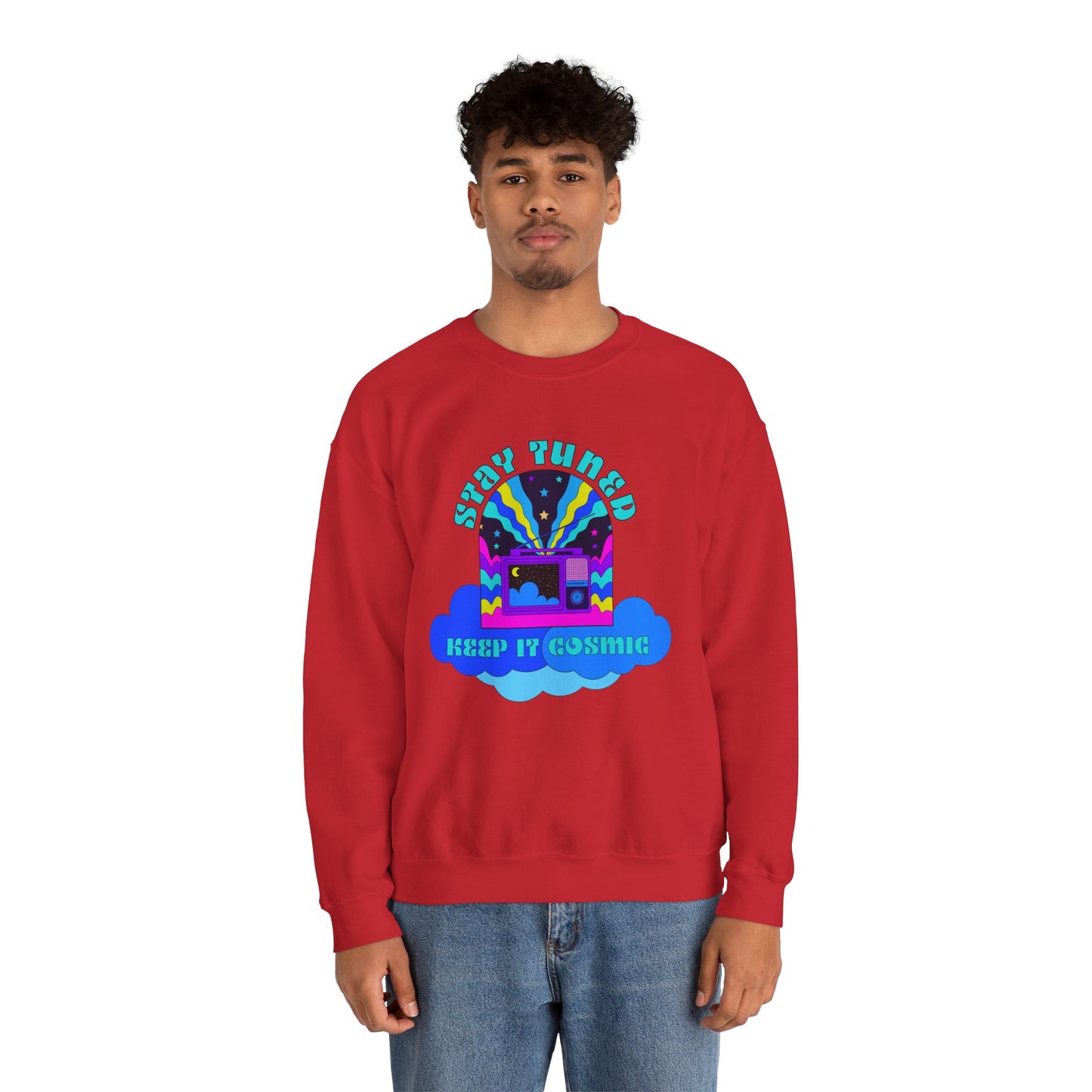 Stay Tuned Cosmic Retro Sweatshirt - Dayglow Celestial Crewneck