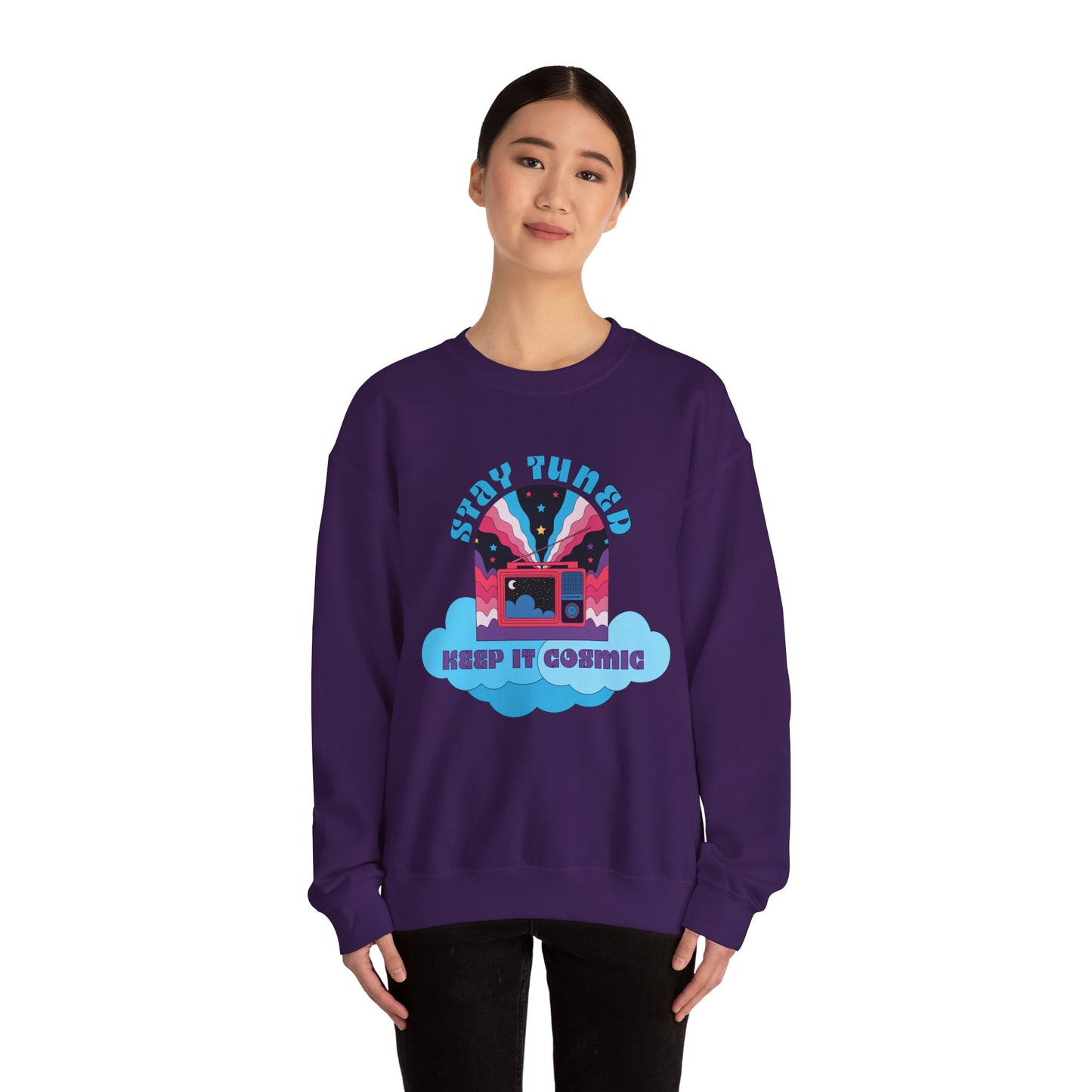 Stay Tuned Cosmic Retro Sweatshirt - Dreamglow Celestial Crewneck