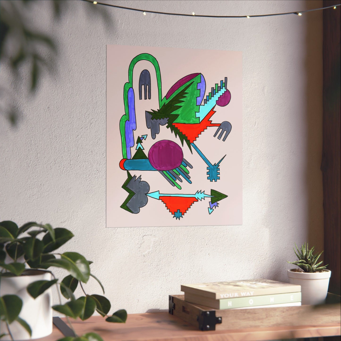 Directional Code | Hand-Drawn Abstract Glyph Art Print