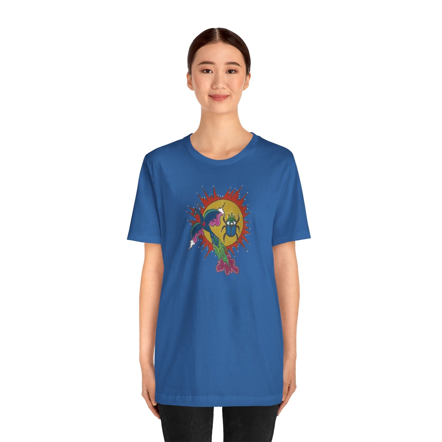 Integrate to Radiate Tee | Symbolic Solar Scarab Comic Art Shirt (Unisex)