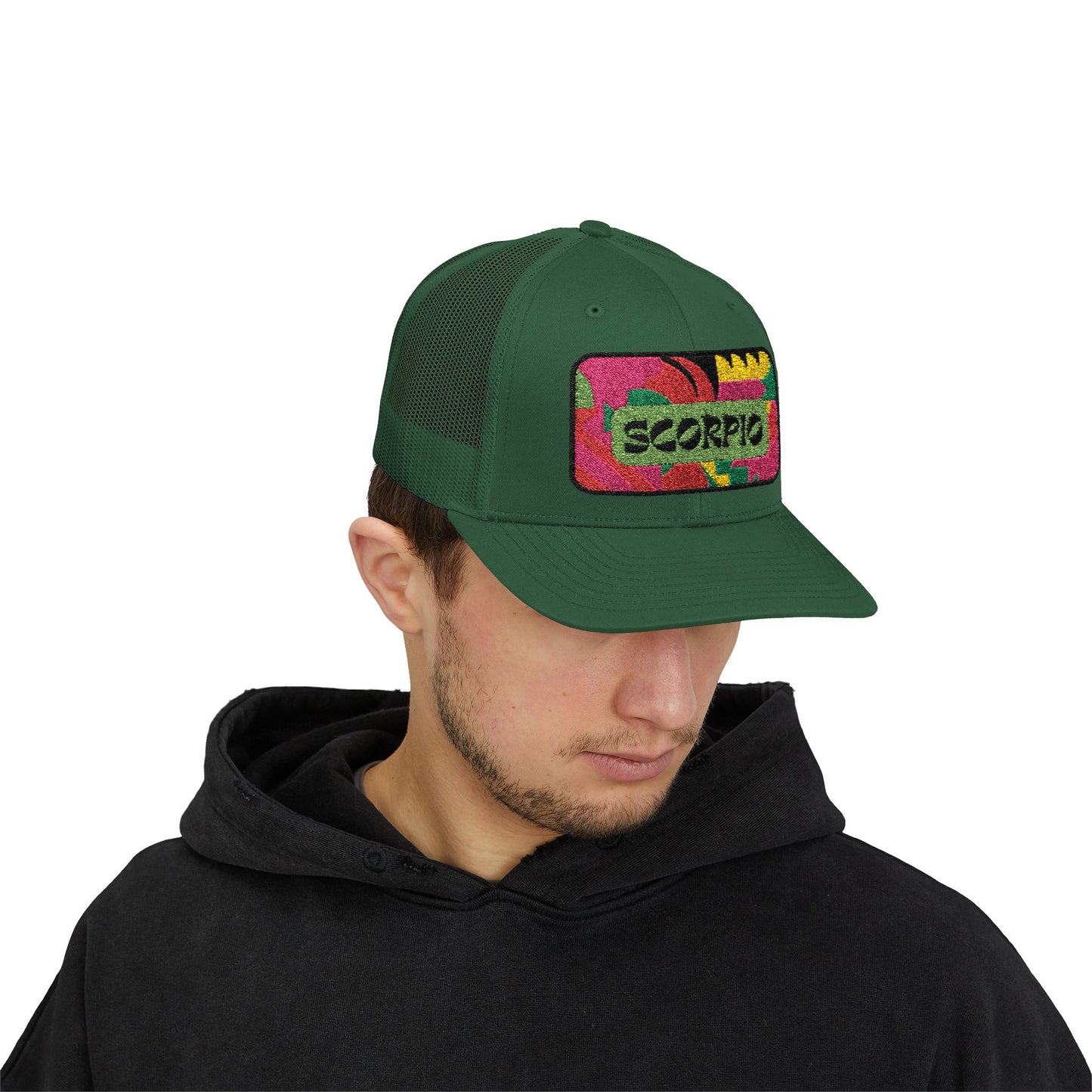 Scorpio Trucker Hat - Retro Astrology Snapback Cap - Embroidered Horoscope Hat