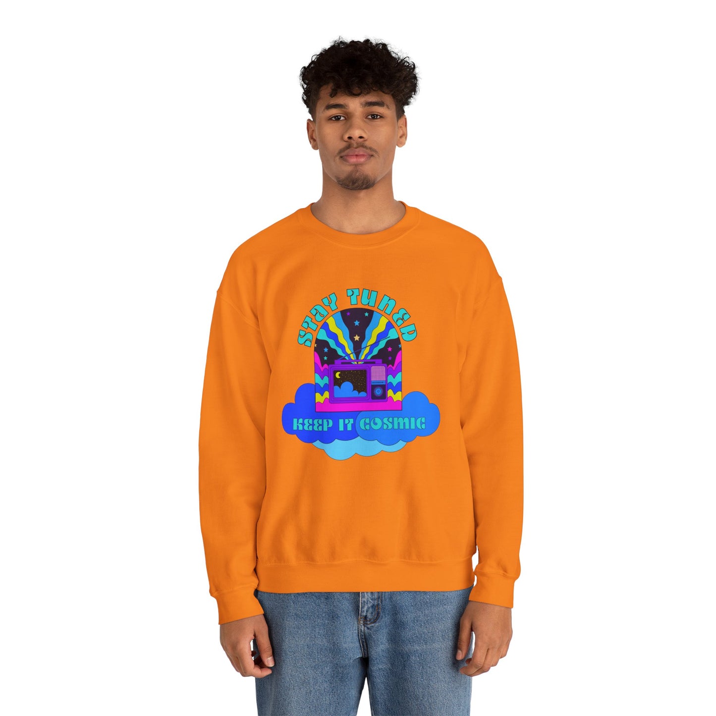 Stay Tuned Cosmic Retro Sweatshirt - Dayglow Celestial Crewneck